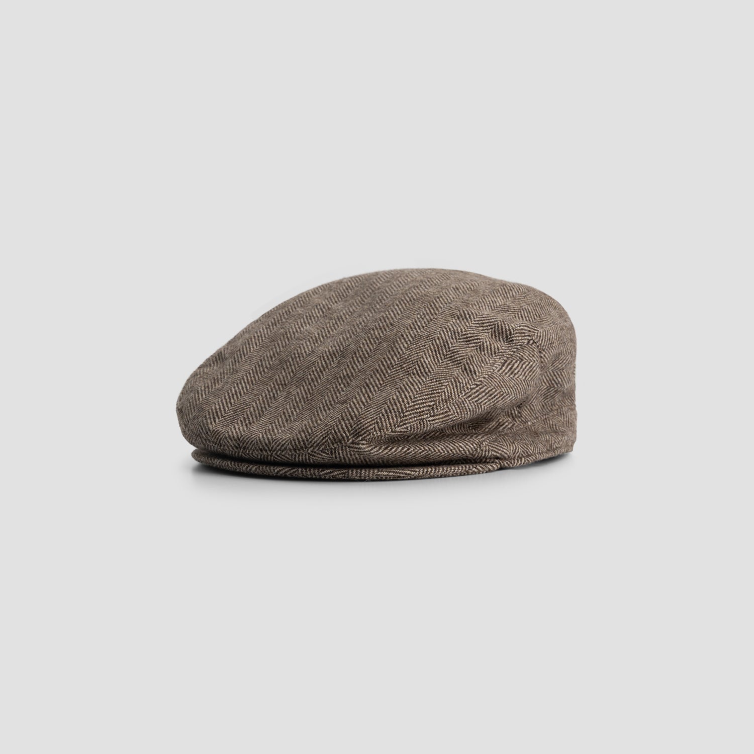 Wool Herringbone Flat Cap - Chocolate Chip