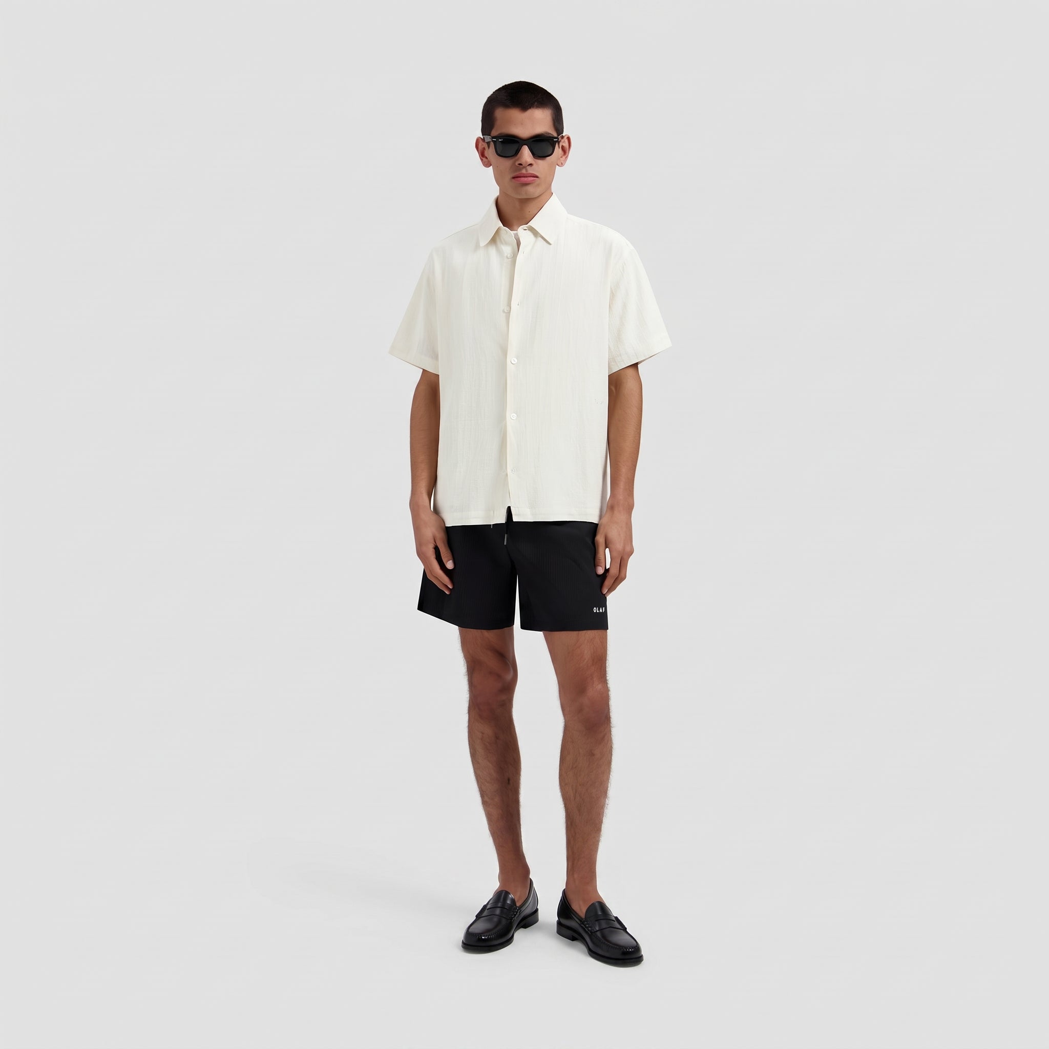 Texture Regular Swim Shorts - Black