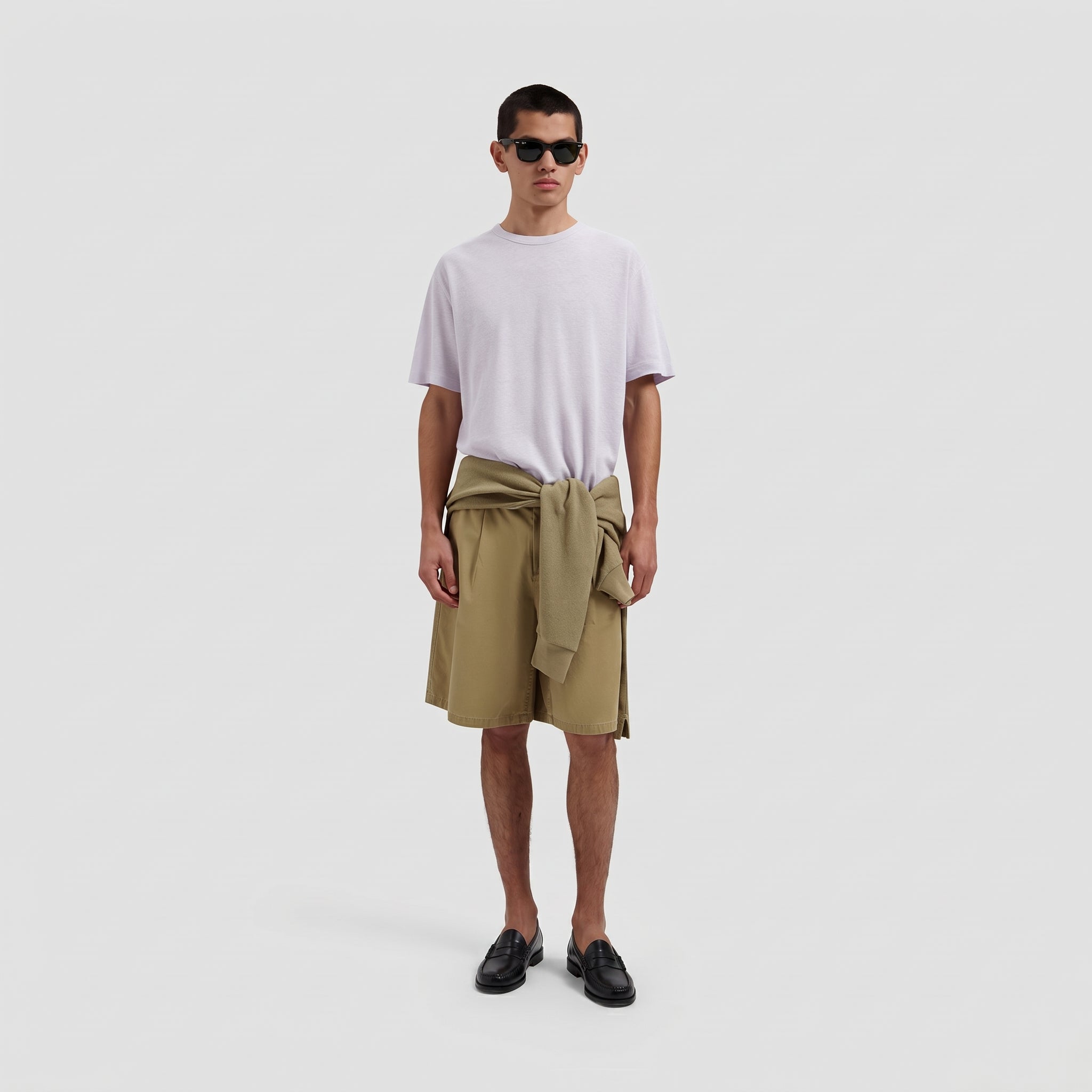 Herringbone Pleated Shorts - Tree House