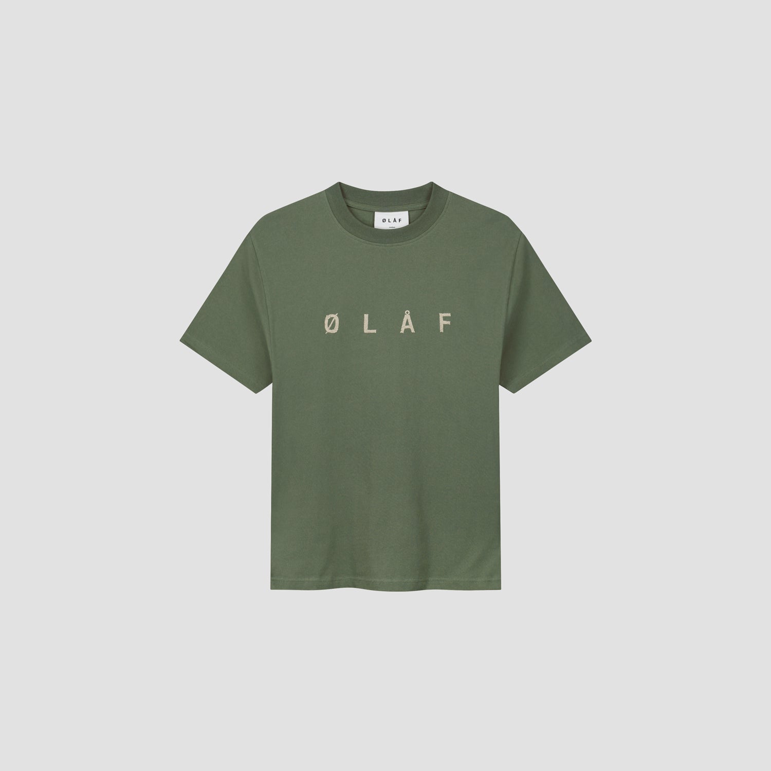 Sans Embroidered Tee - Pewter Green