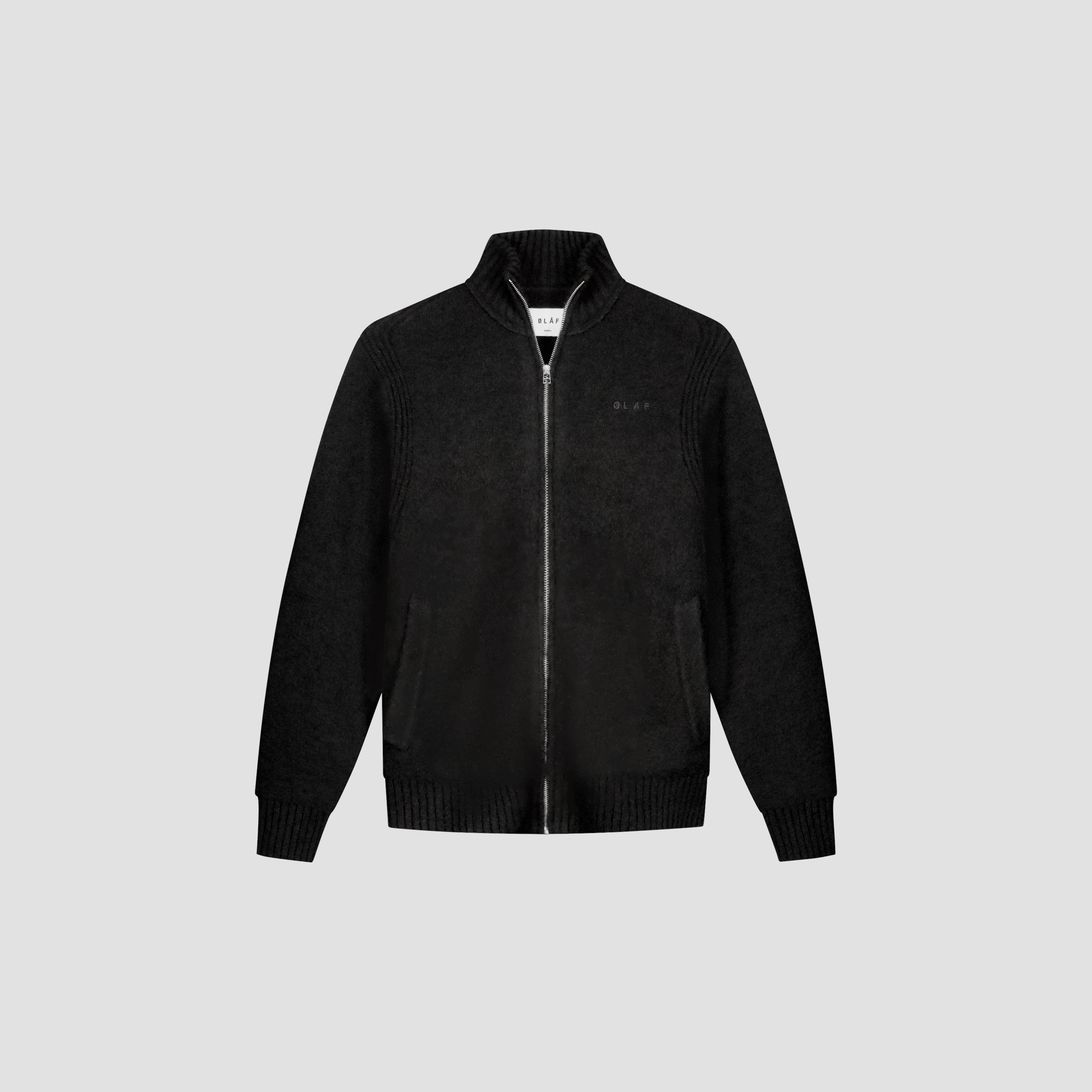 Zip Knitted Mock Neck - Black