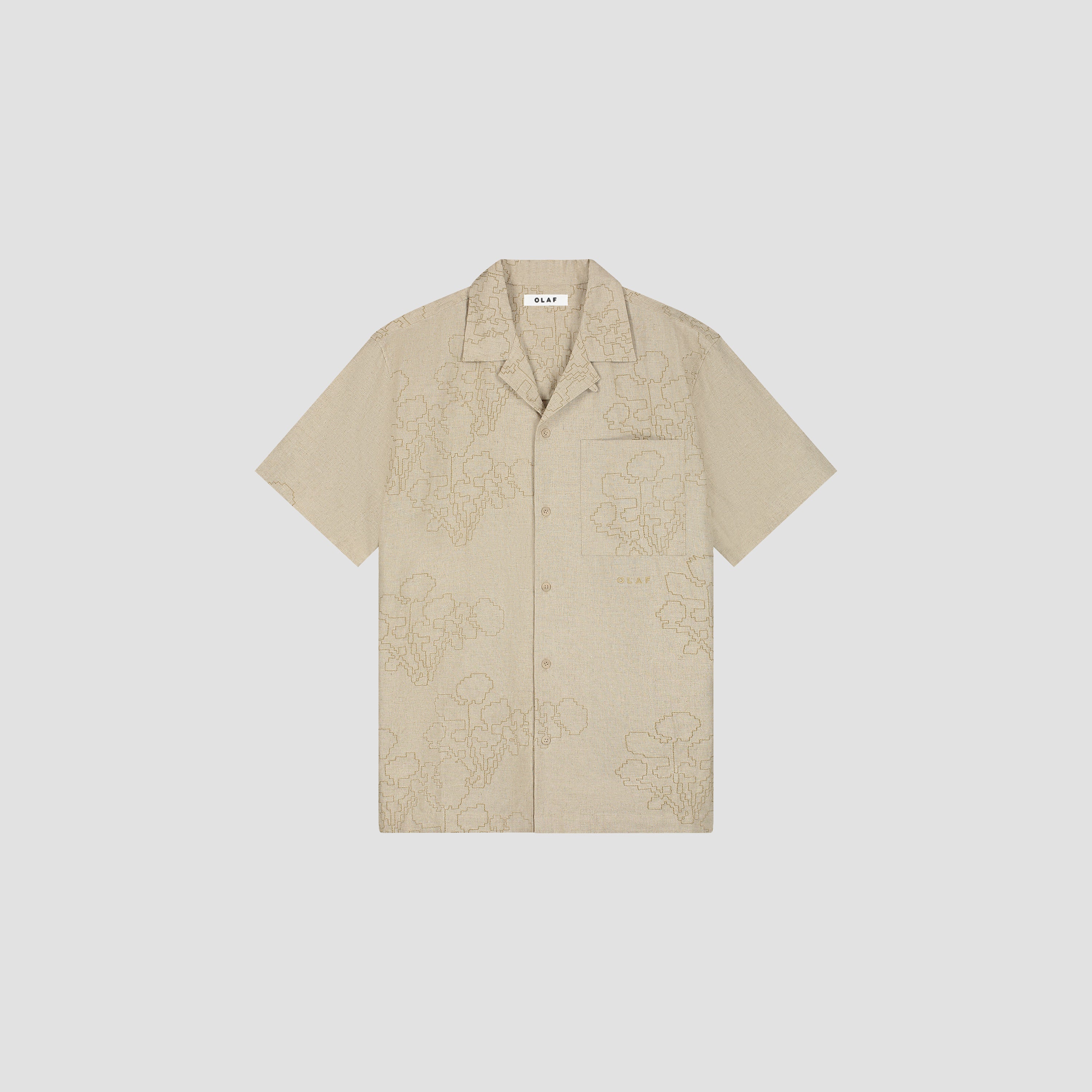 Embroidered Flower SS Shirt - Cement