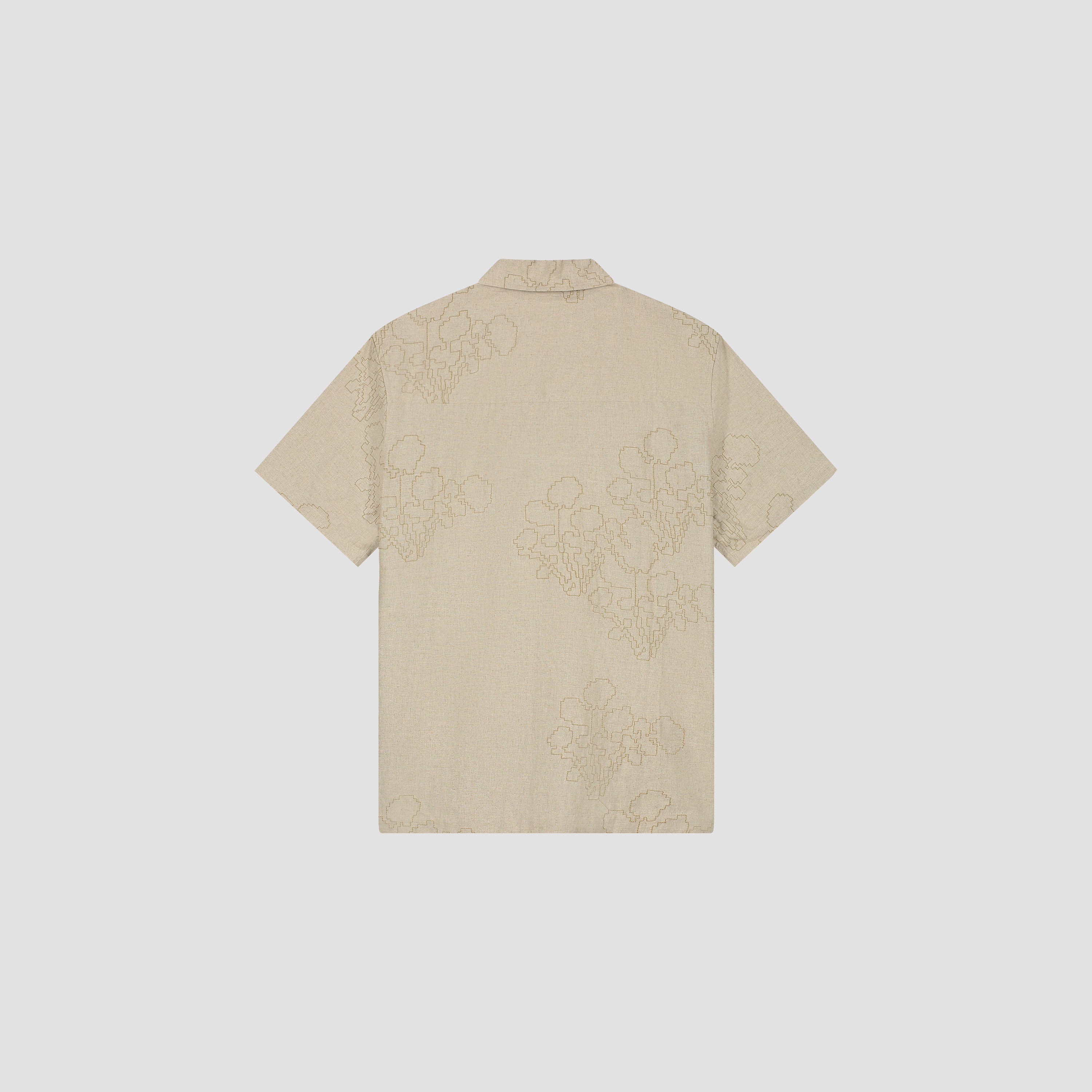 Embroidered Flower SS Shirt - Cement