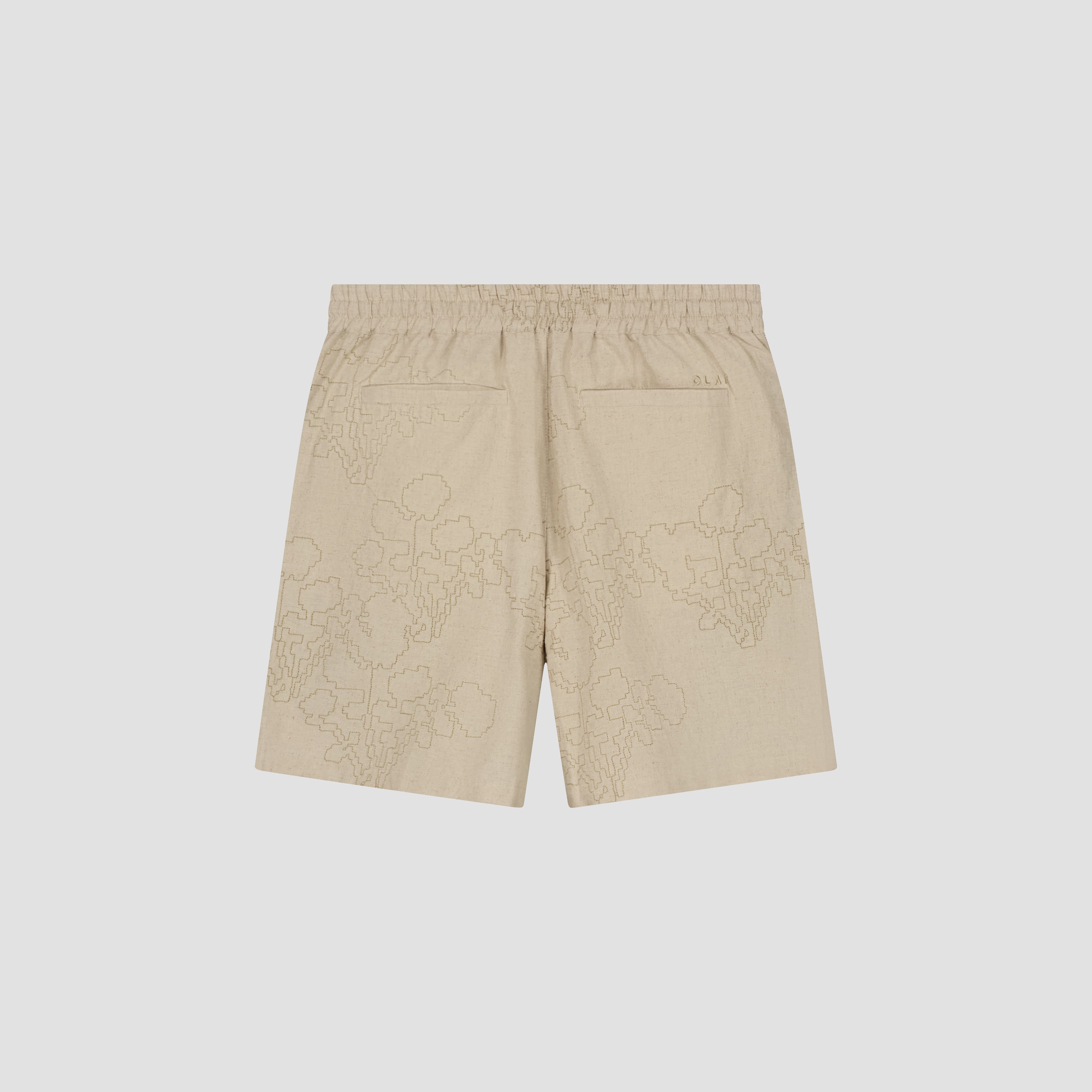 Embroidered Flower Shorts - Cement