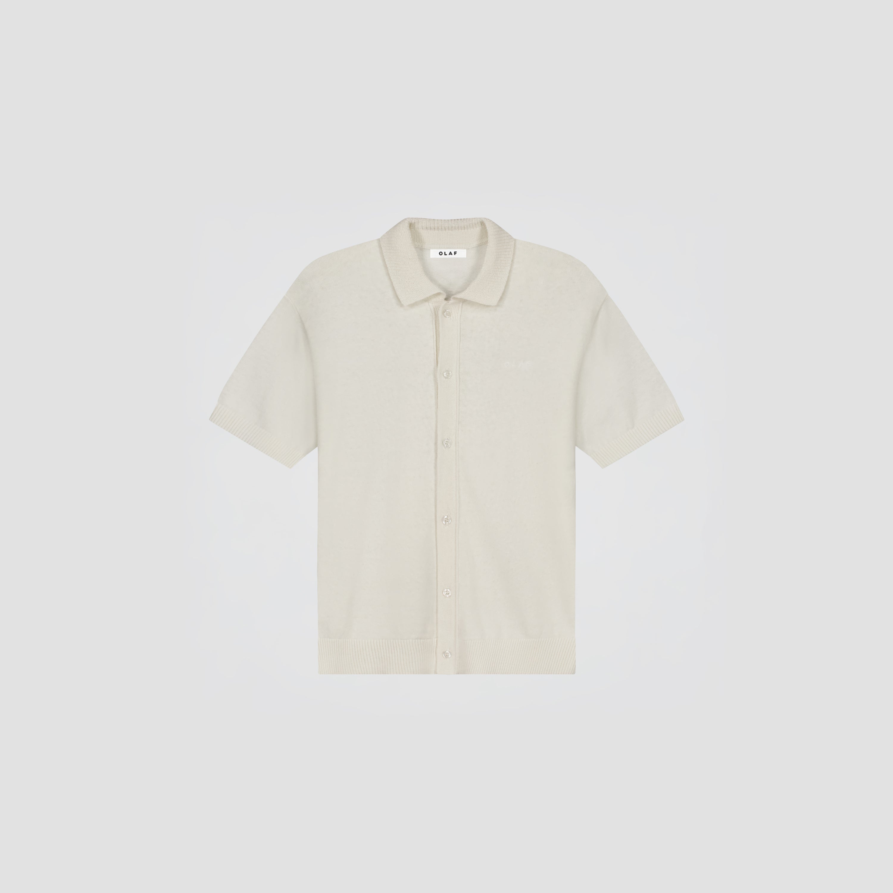 Linen Knitted SS Polo - Off-White