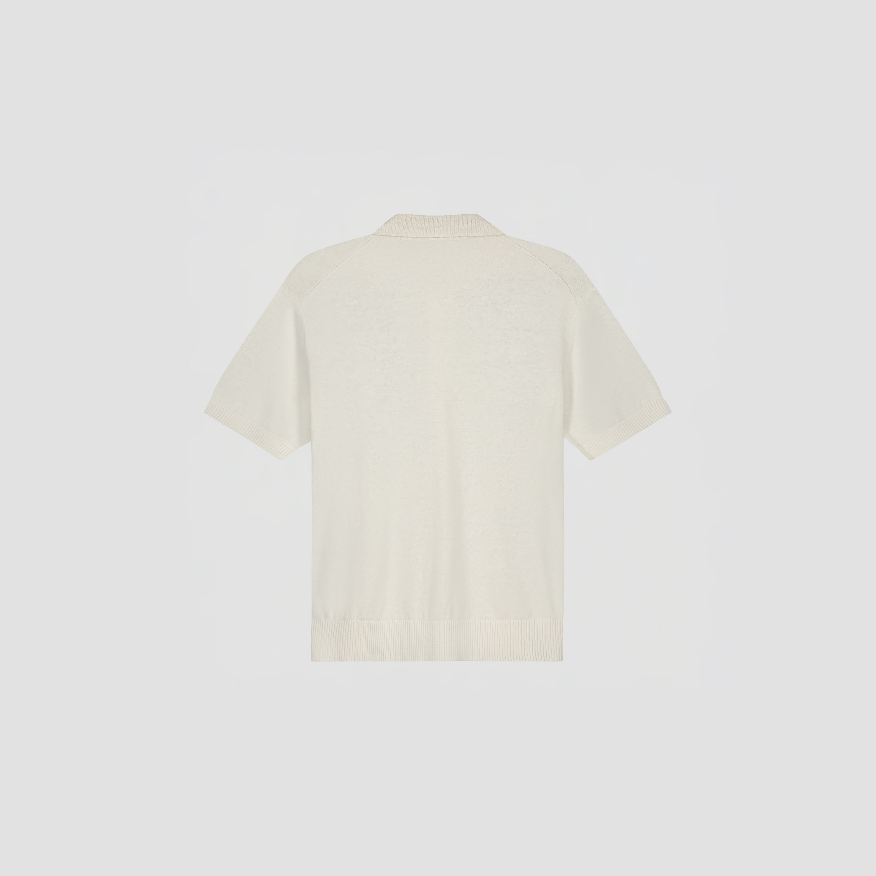 Linen Knitted SS Polo - Off-White