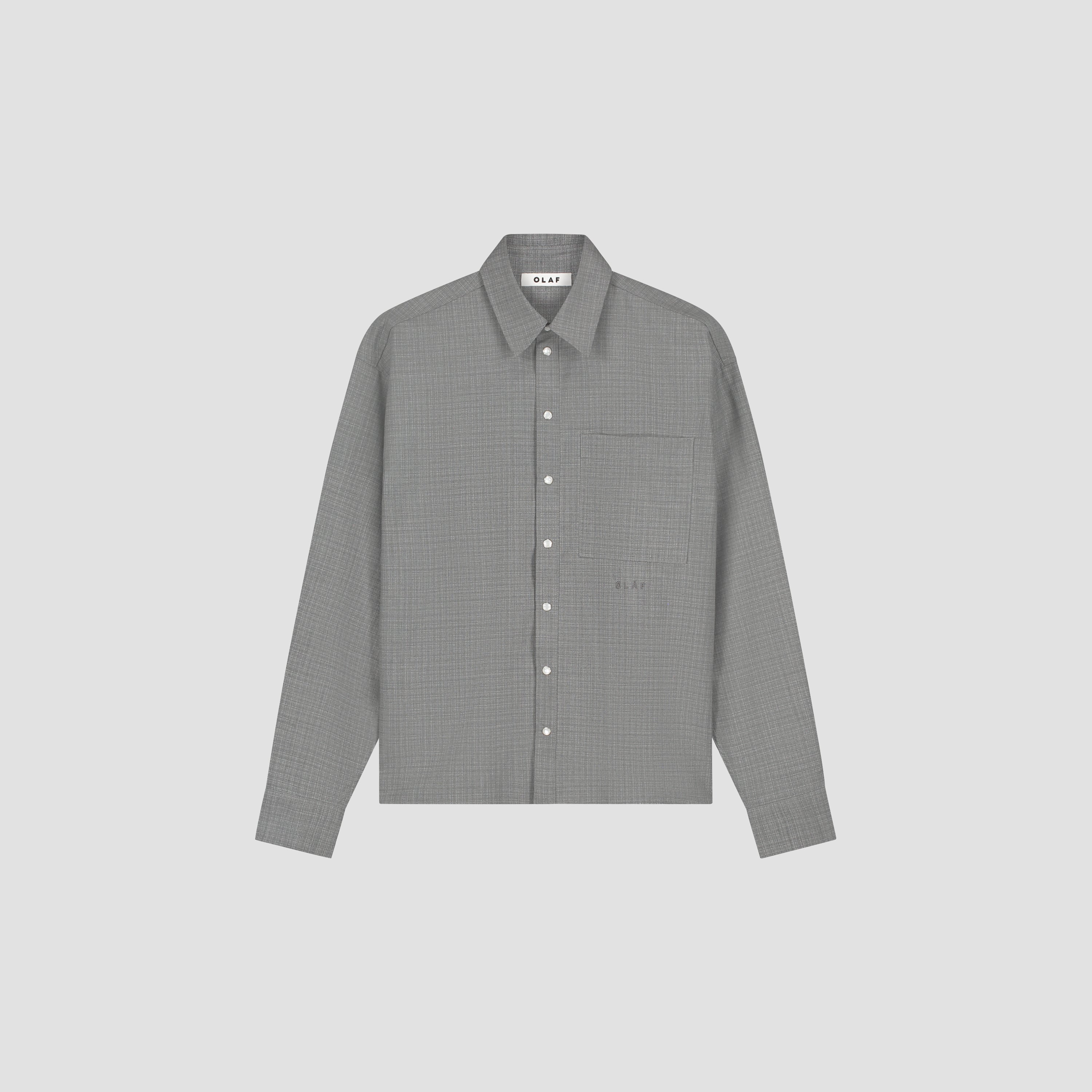 Wool Boxy Shirt - Heather Grey