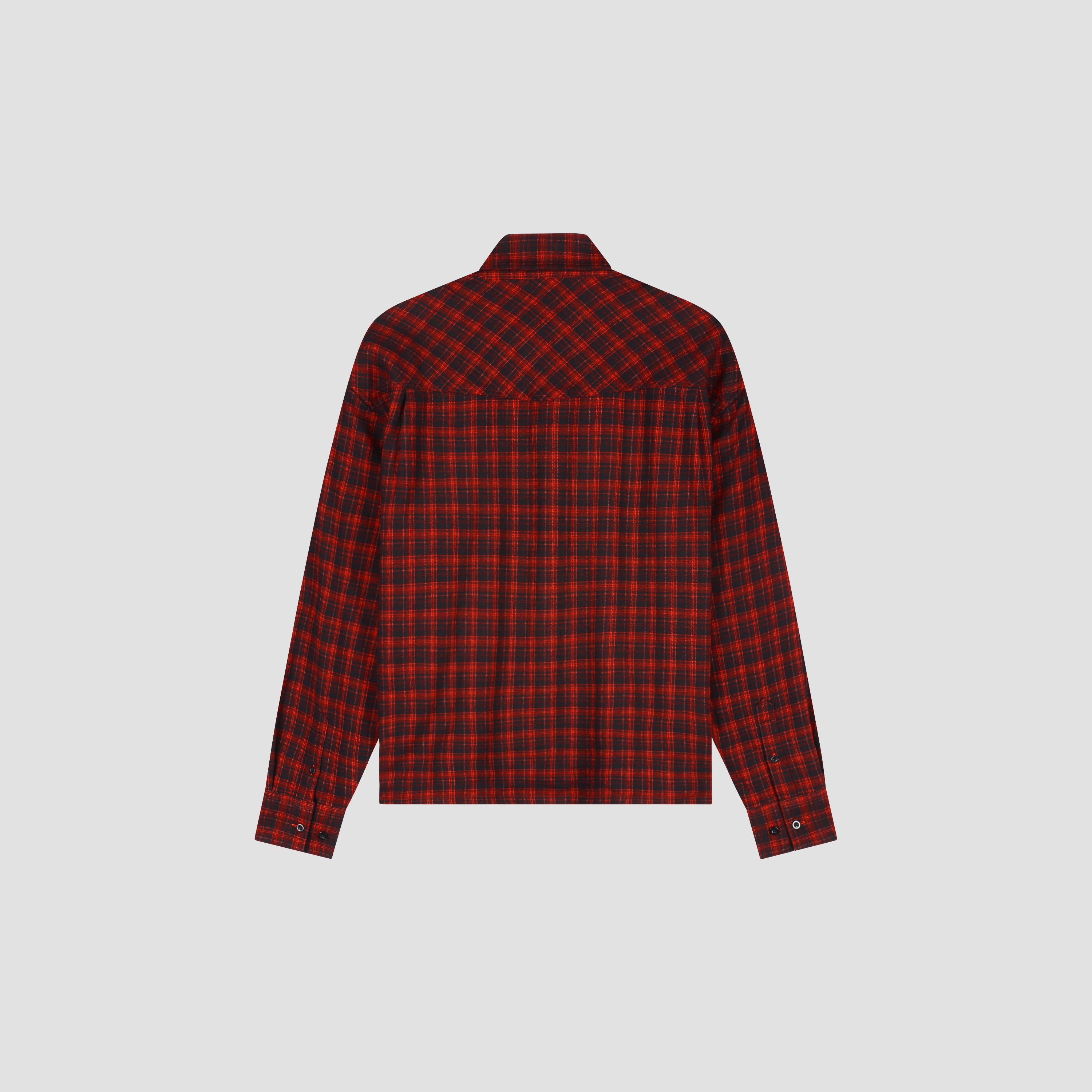 Flannel Boxy Shirt - Black/Adrenaline Rush