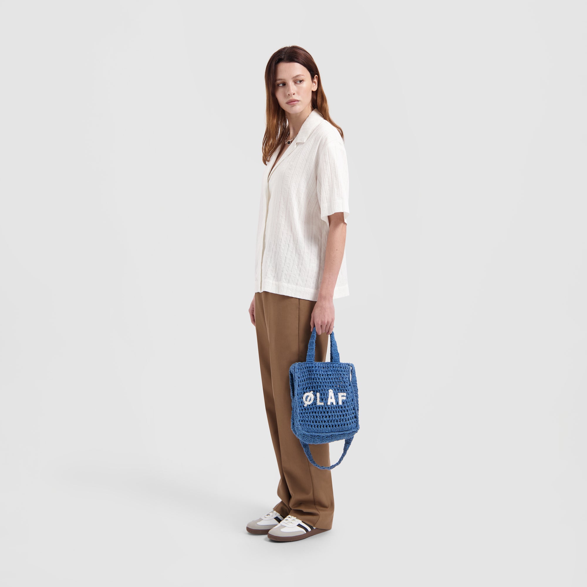WMN Check Knitted Polo - Off White