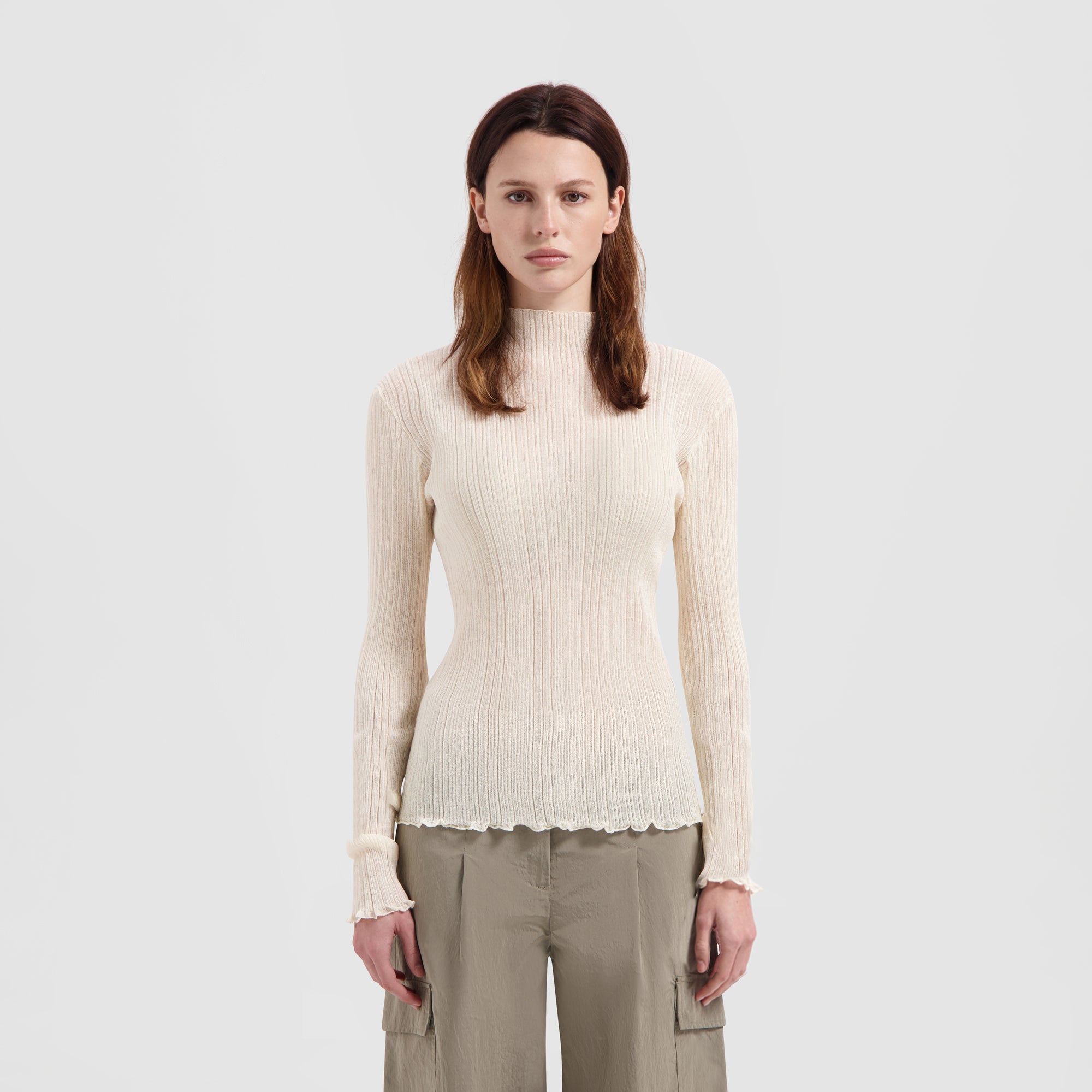WMN Novelty Mockneck LS - Off White