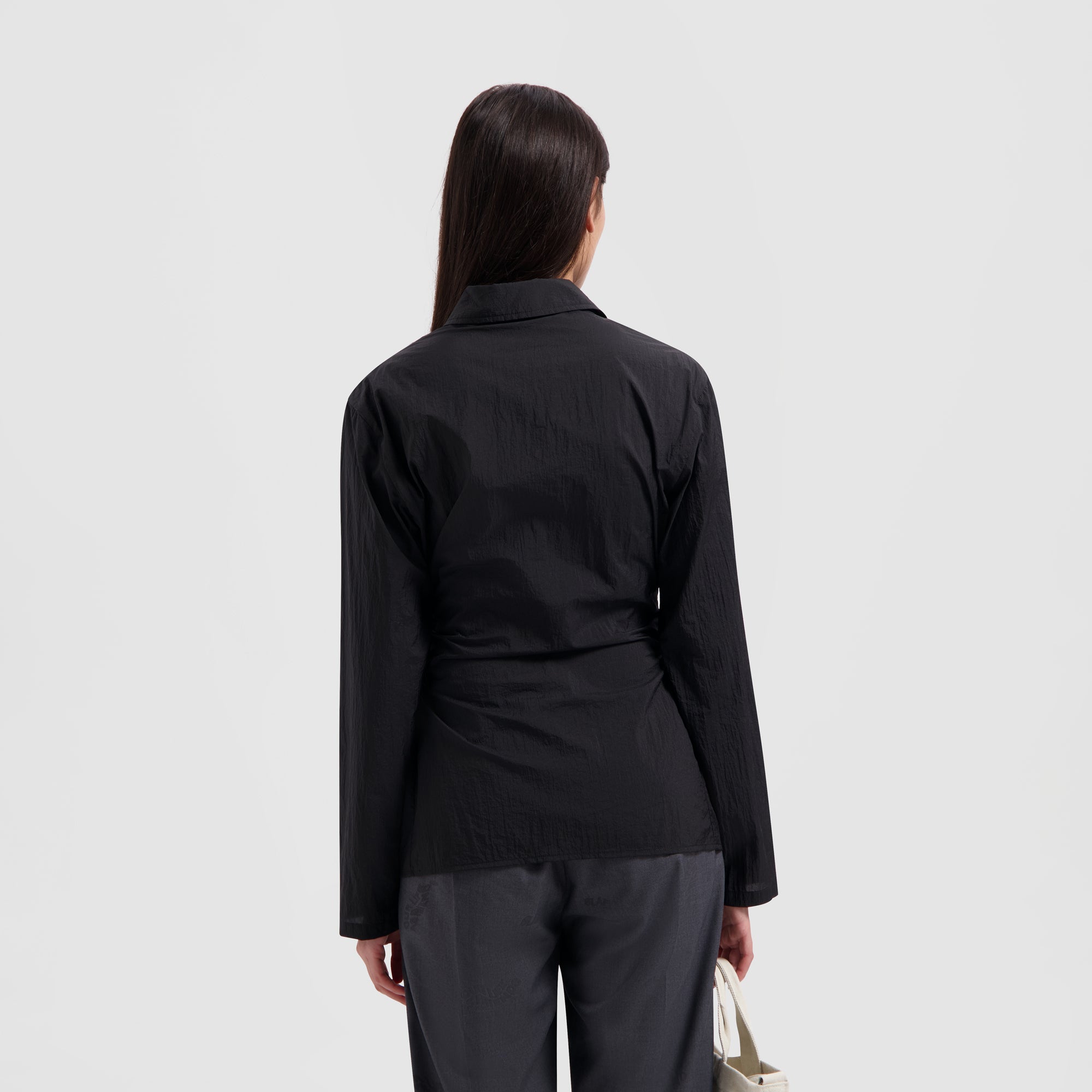 WMN Slim Tie Shirt - Black