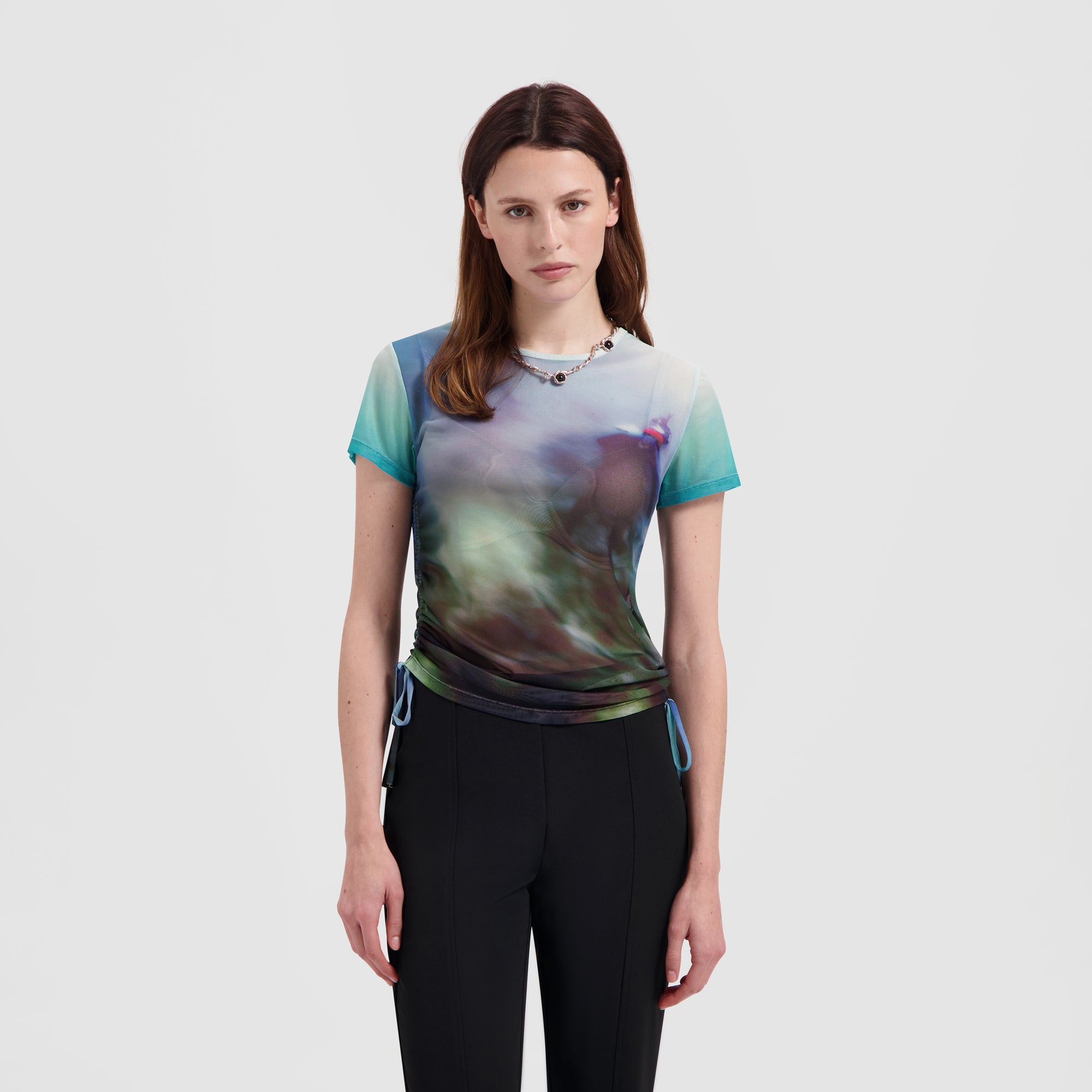 WMN Ocean Ruched Tee - Green
