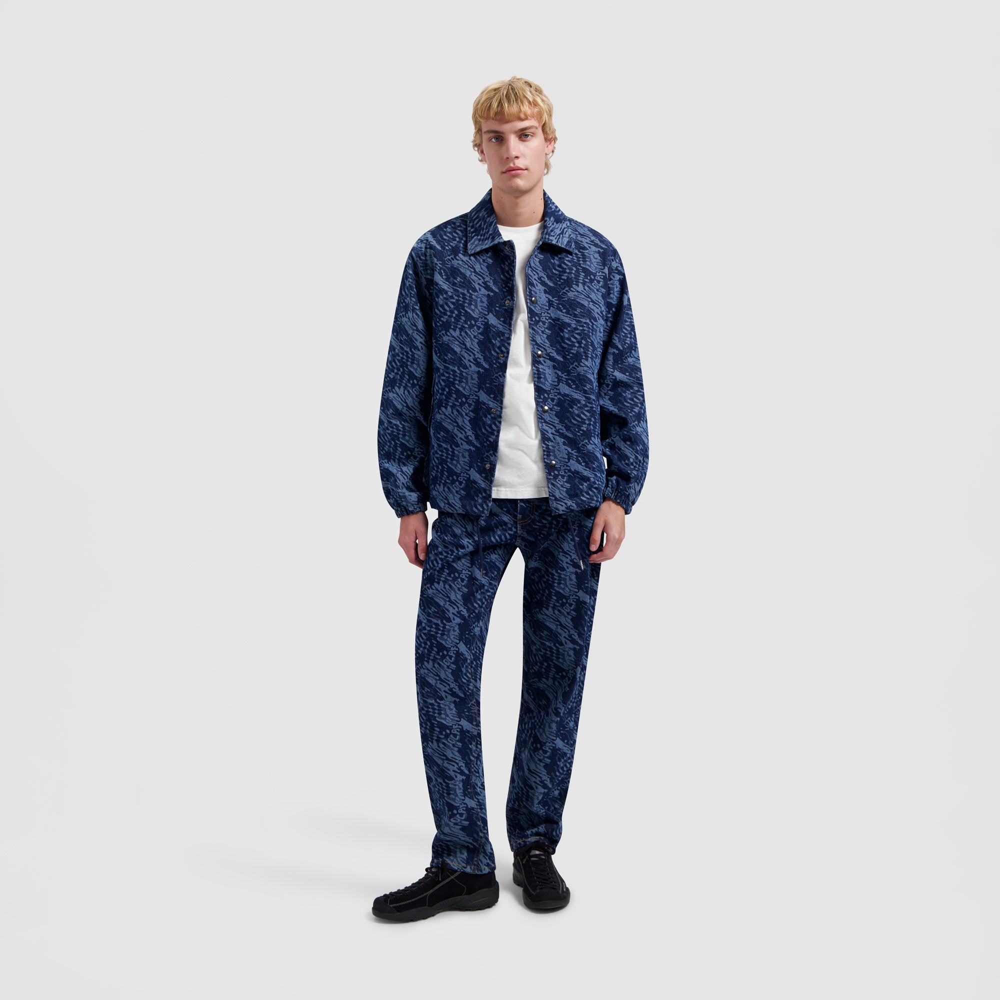 Water AOP Denim Pants - Blue