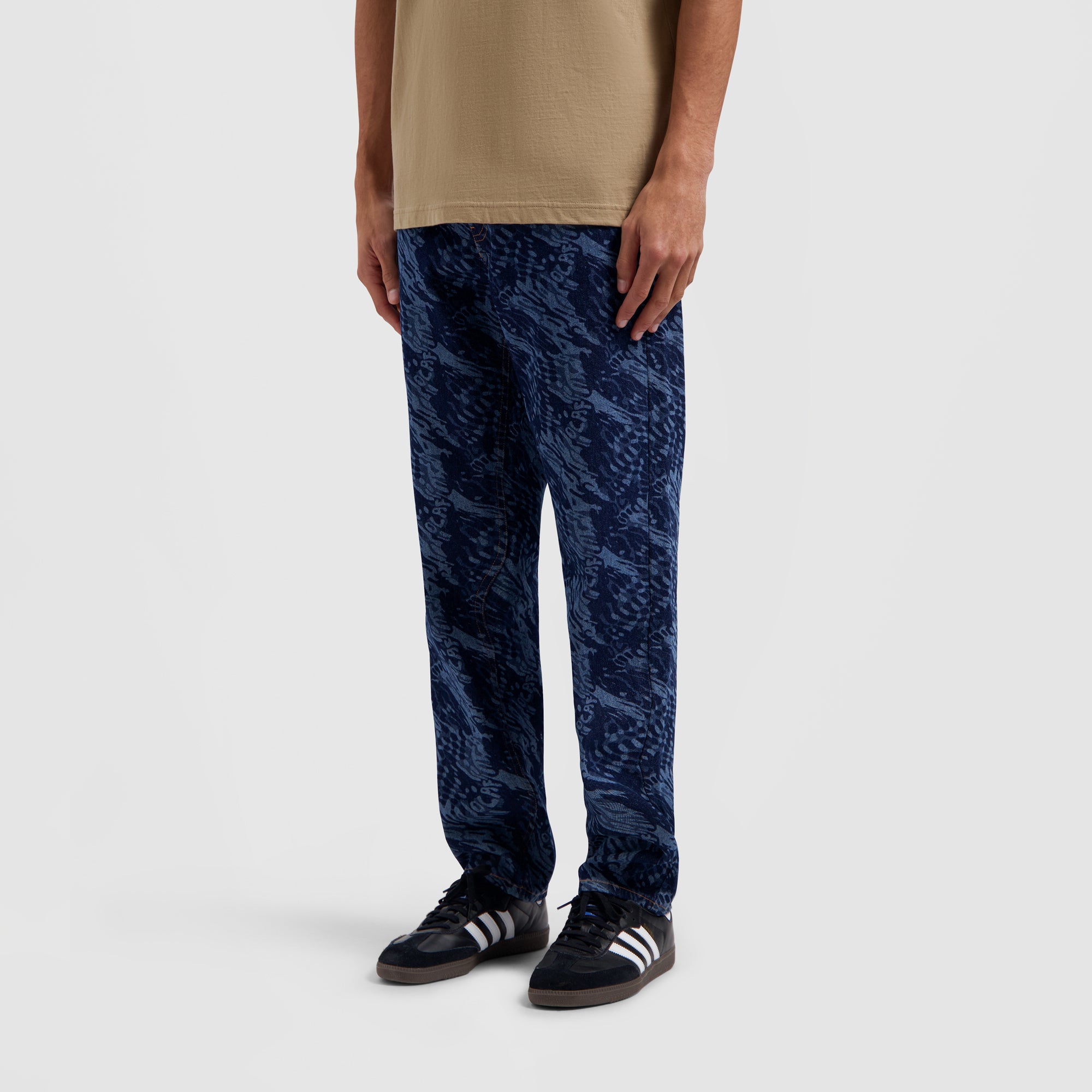 Water AOP Denim Pants - Blue
