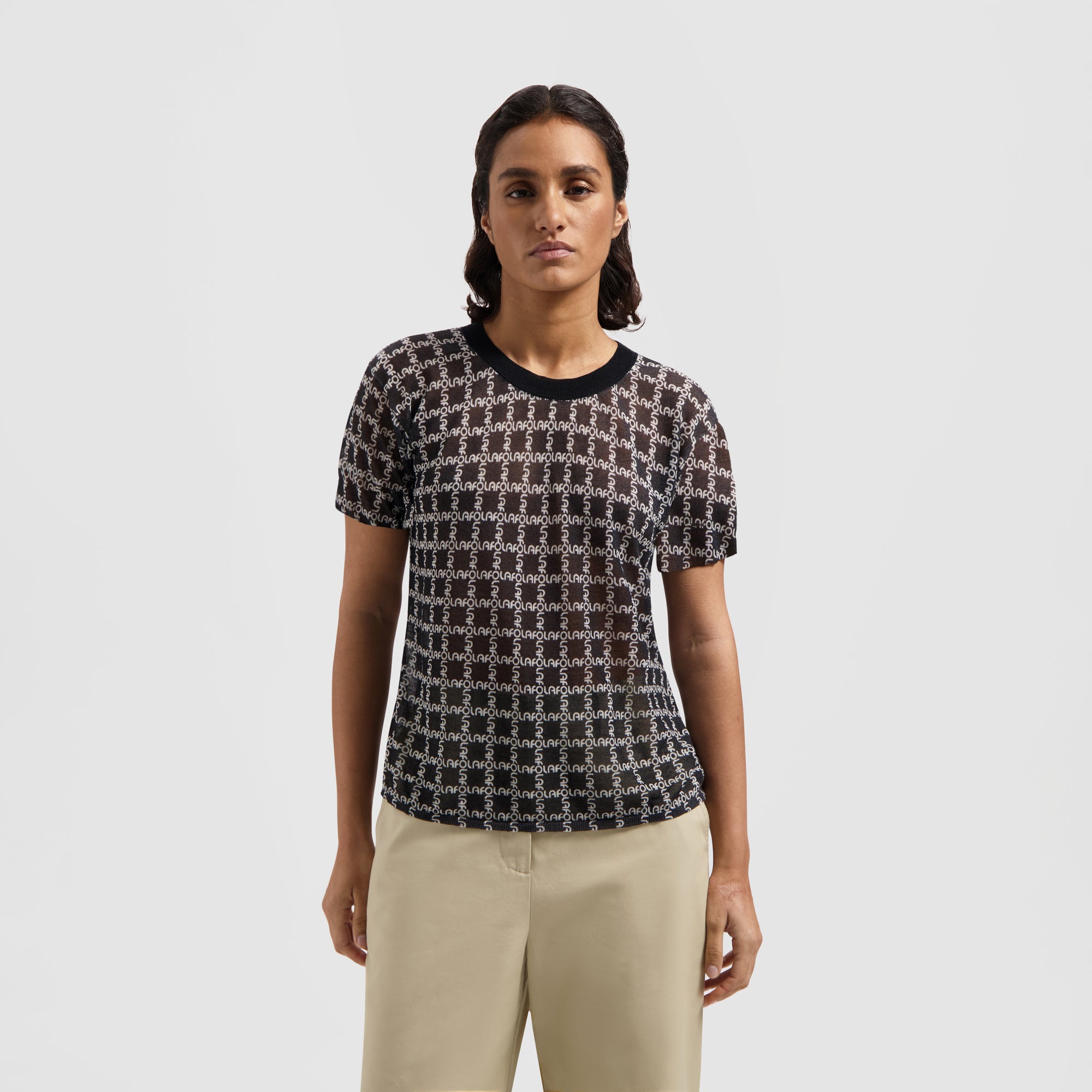 WMN Logo Knit Ringer Tee - Black