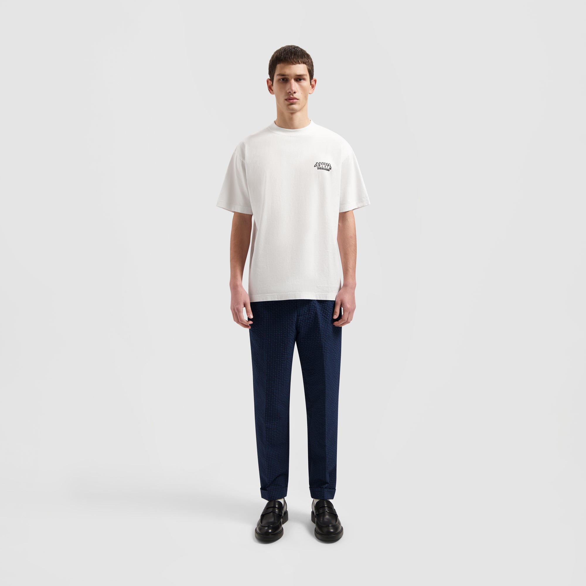 Seersucker Slim Pants - Navy