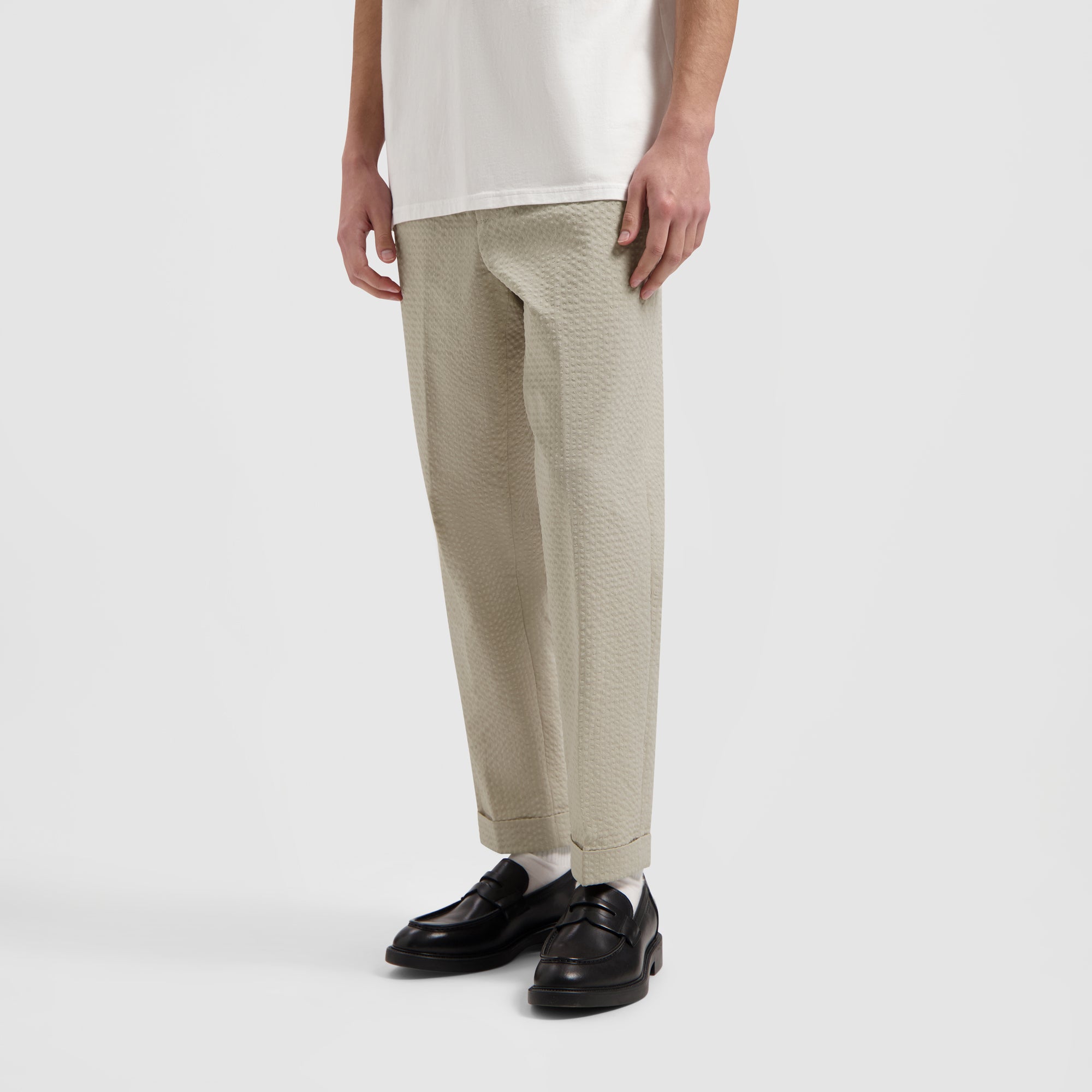 Seersucker Slim Pants - Cement
