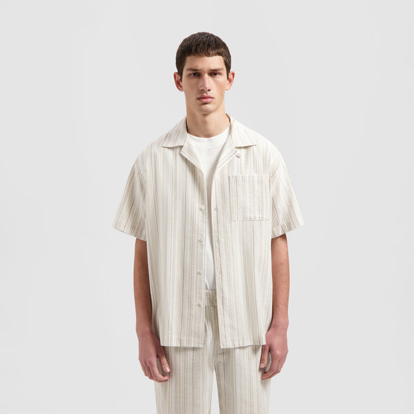 Stripe Shirt SS - Brown / White