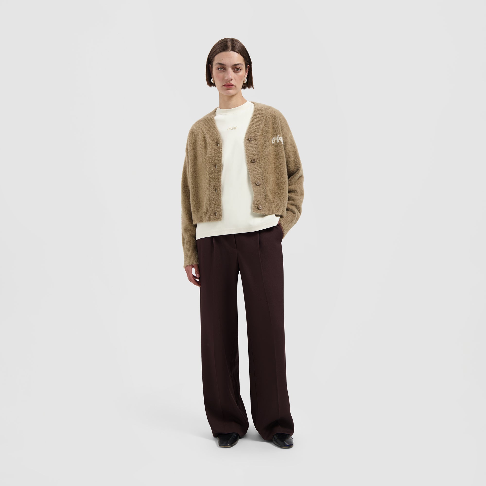 Fluffy Script Logo Cardigan