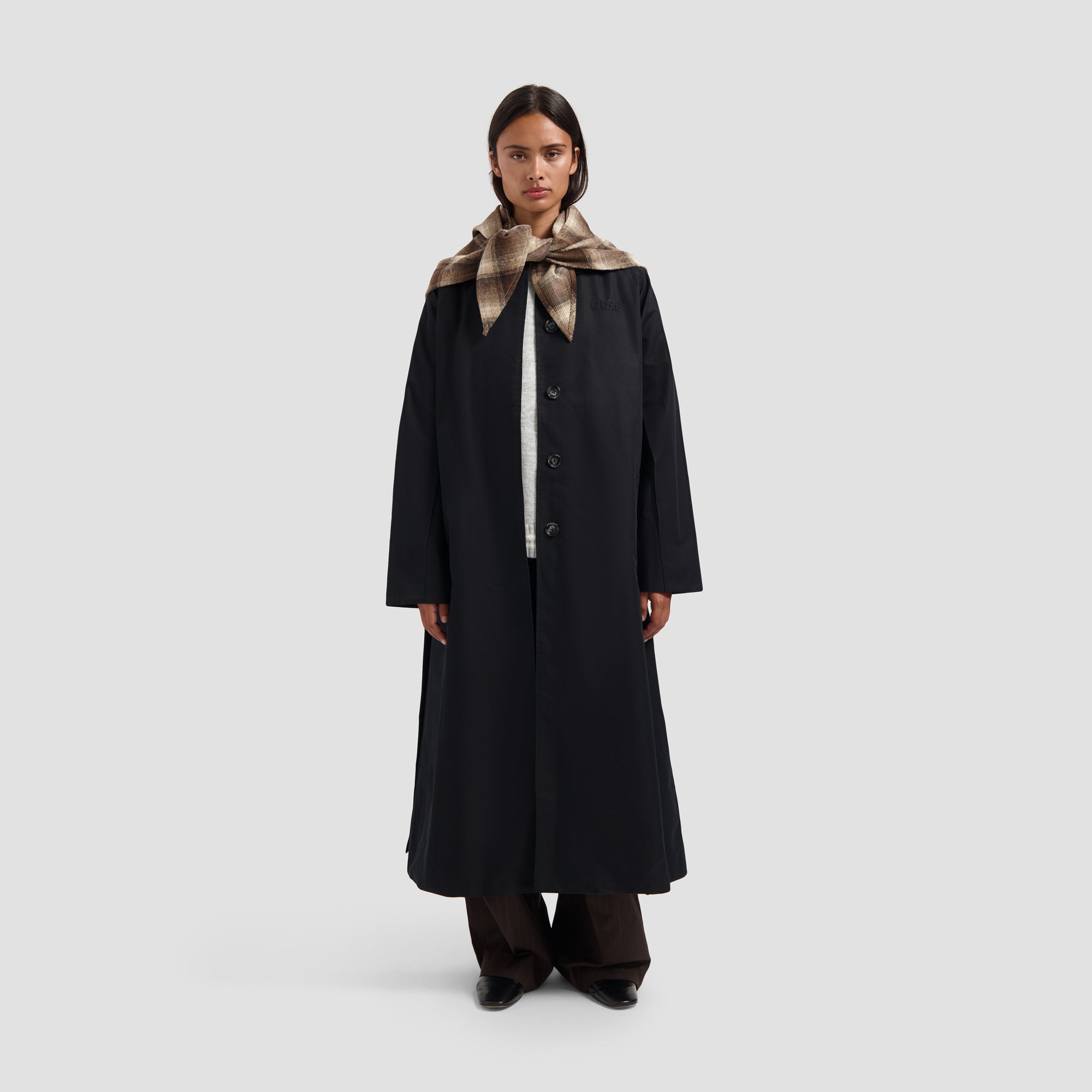 Retro Logo Trench Coat - Black