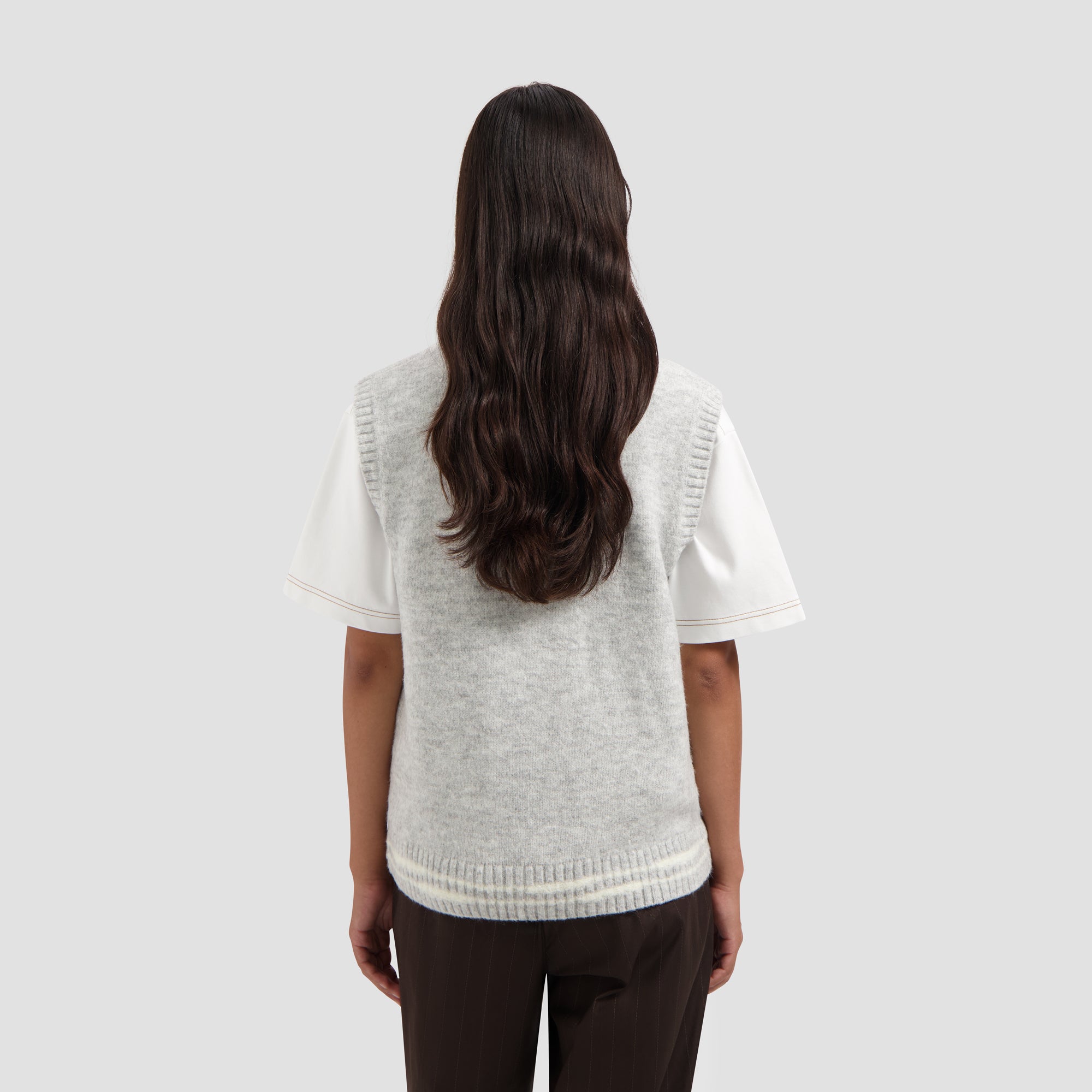 Crafted Detail Knit Vest - Heather Grey