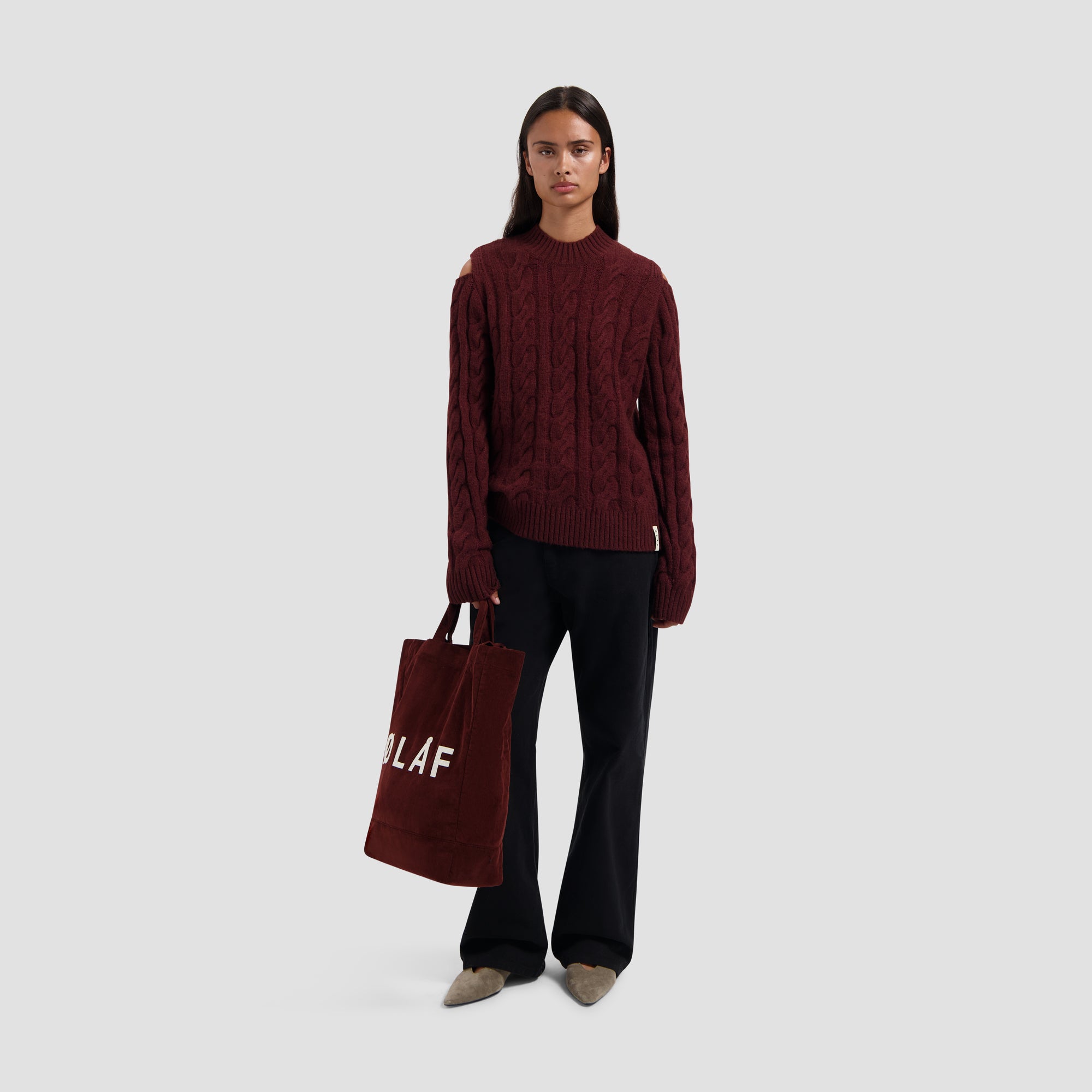 Cable Crewneck Knit - Rum Raisin