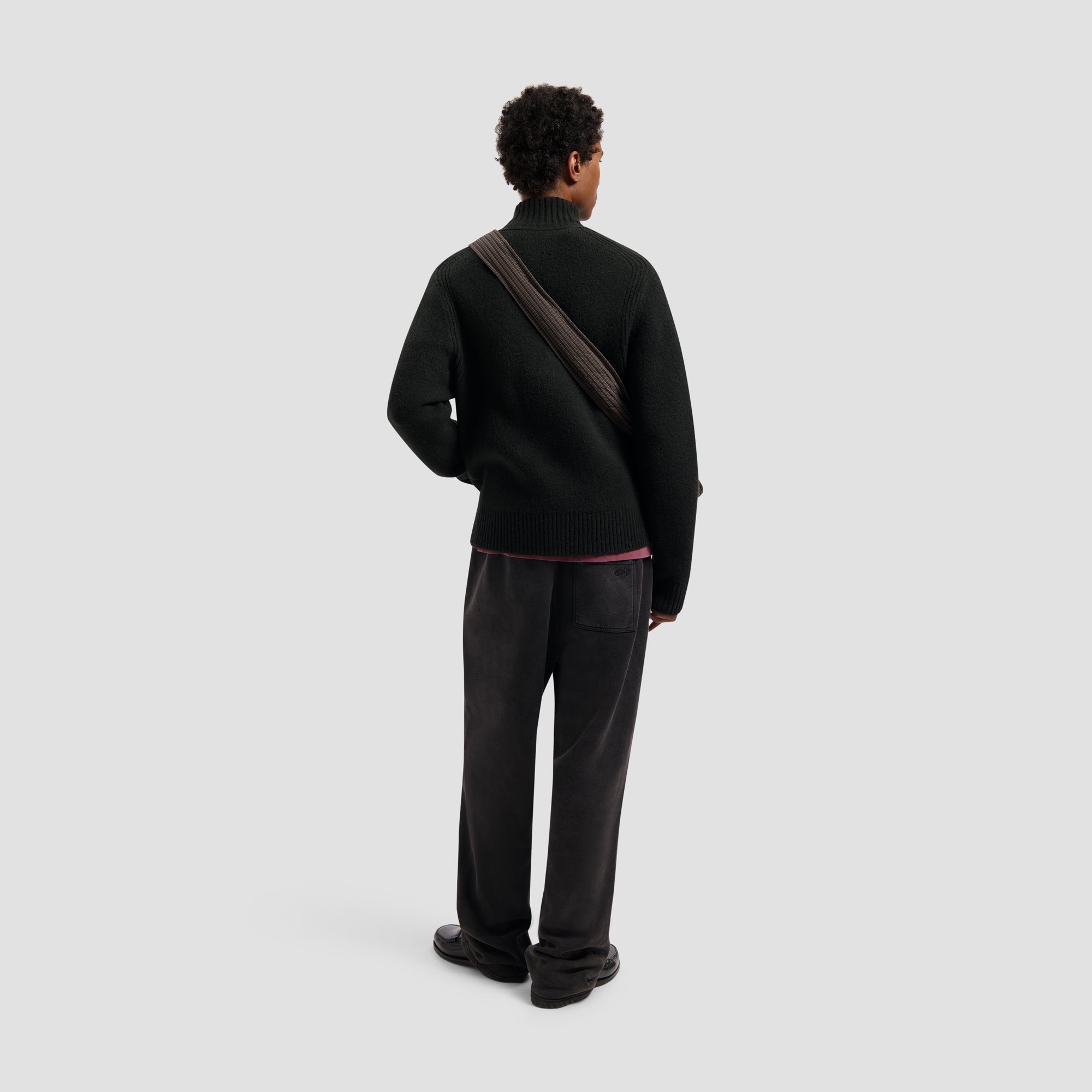 Zip Knitted Mock Neck - Black