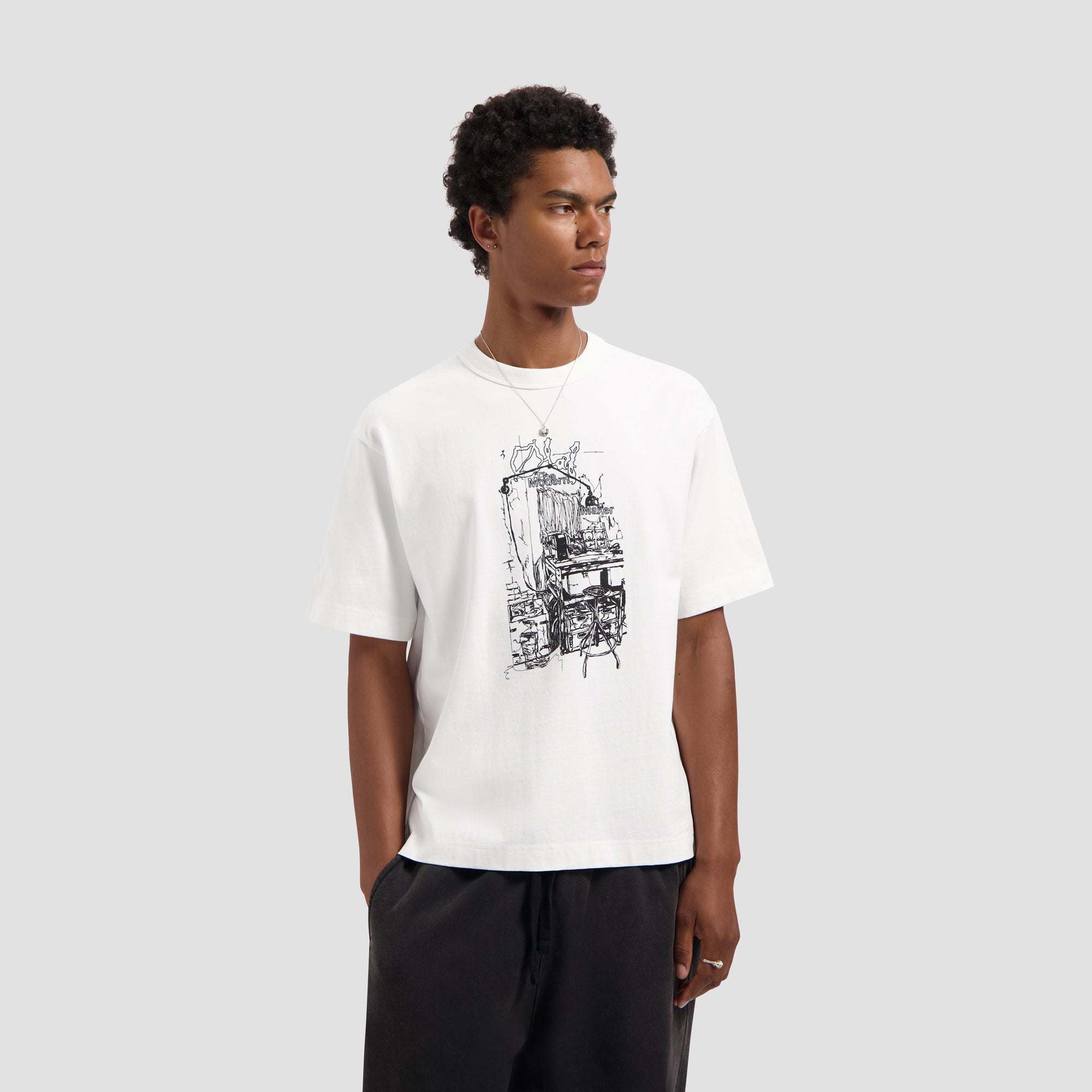 Sketched Atelier Tee - Optical White