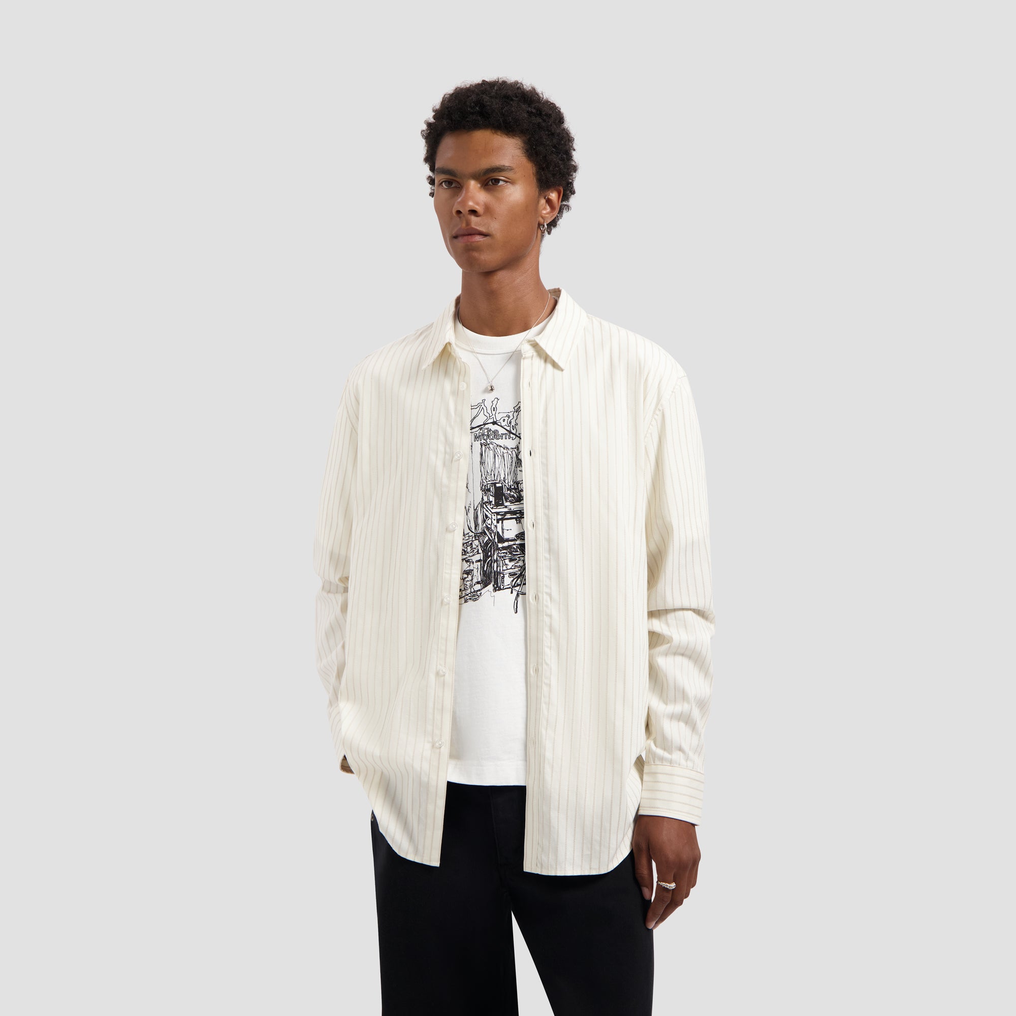 Stitched Striped Relaxed Shirt