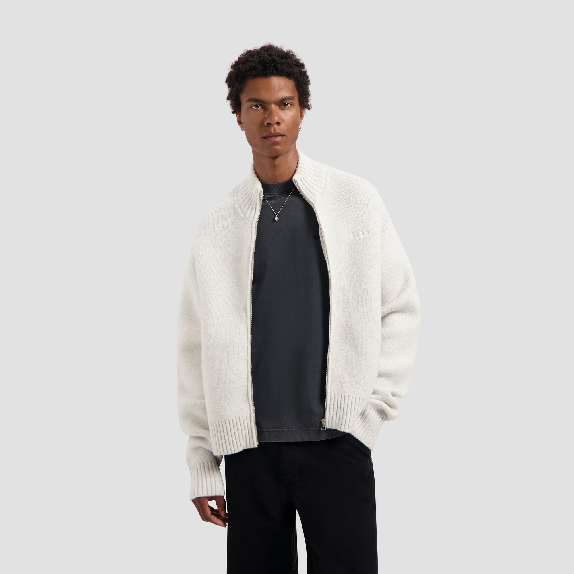 Zip Knitted Mock Neck