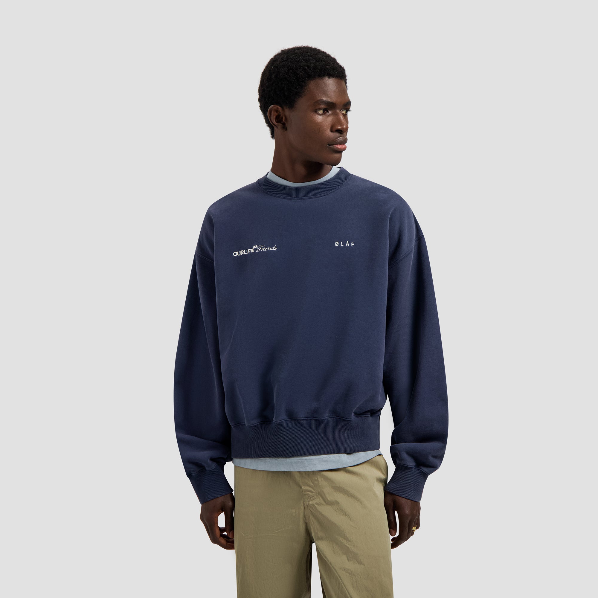 Script Friends Boxy Crewneck - Navy