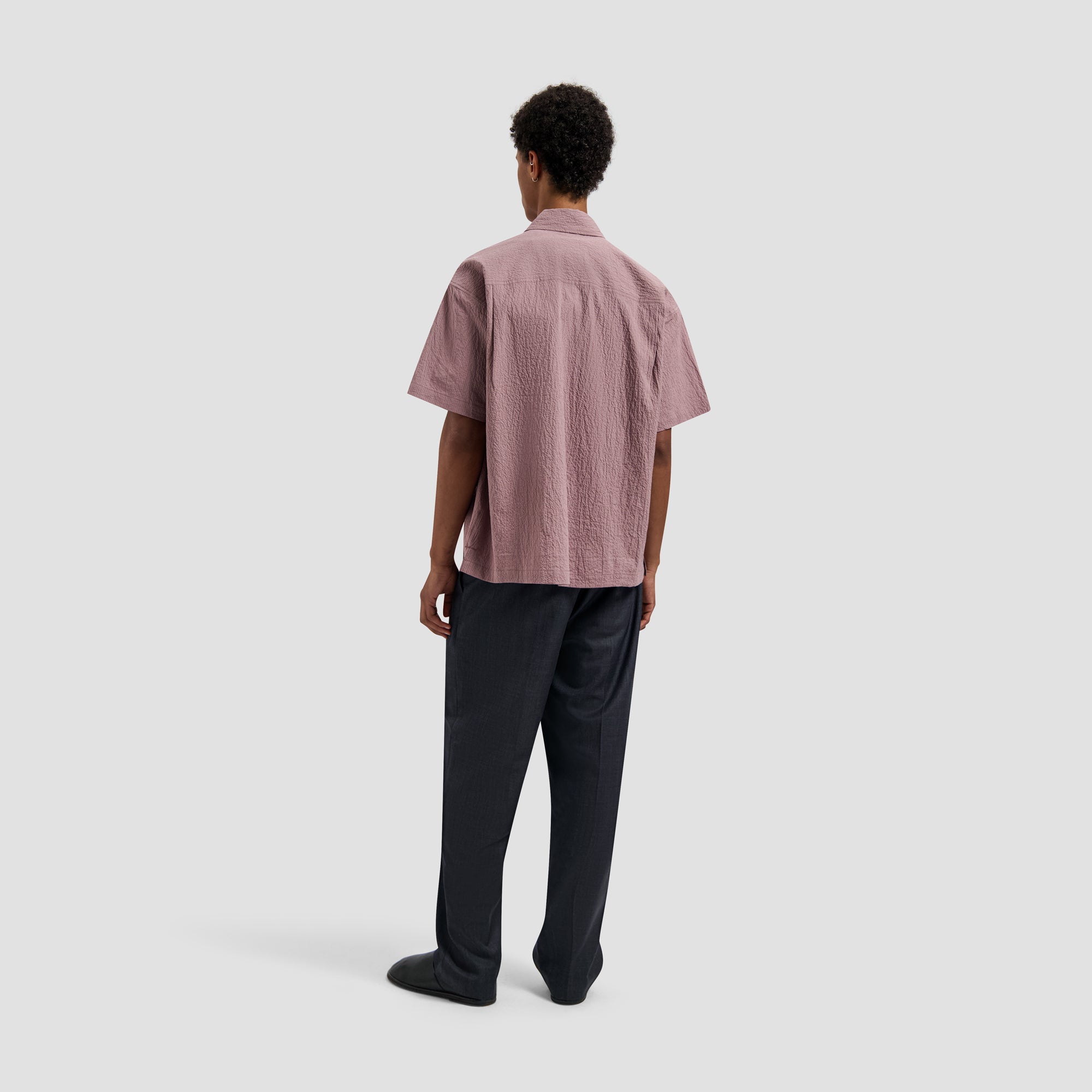 Stripe Boxy SS Shirt - Twilight Mauve