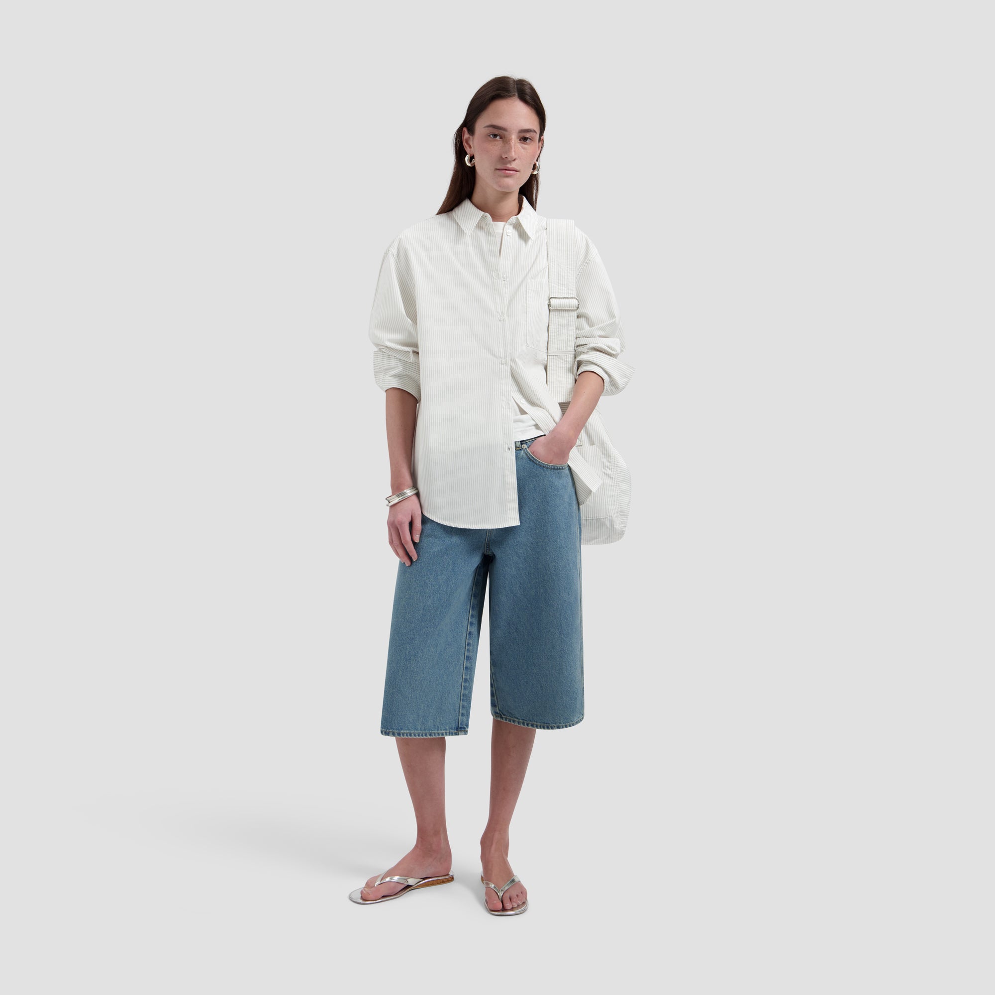 Stripe Oversized Shirt - Off-White/Treehouse