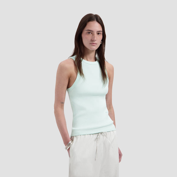 Retro Logo Rib Tank Top - Salt Air