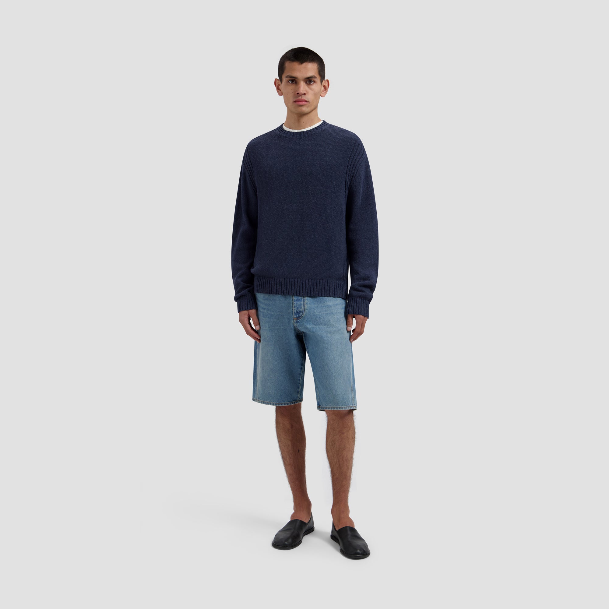 Essential Knitted Crewneck - Navy