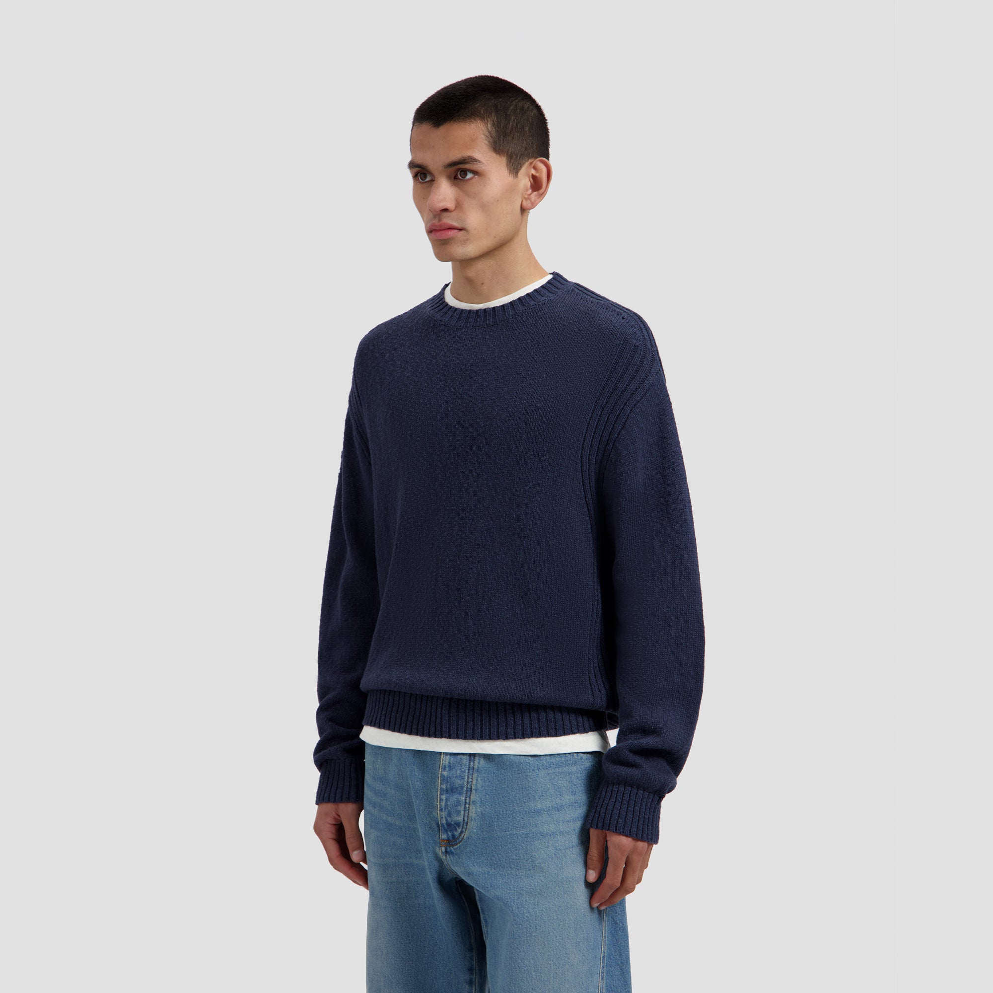 Essential Knitted Crewneck - Navy