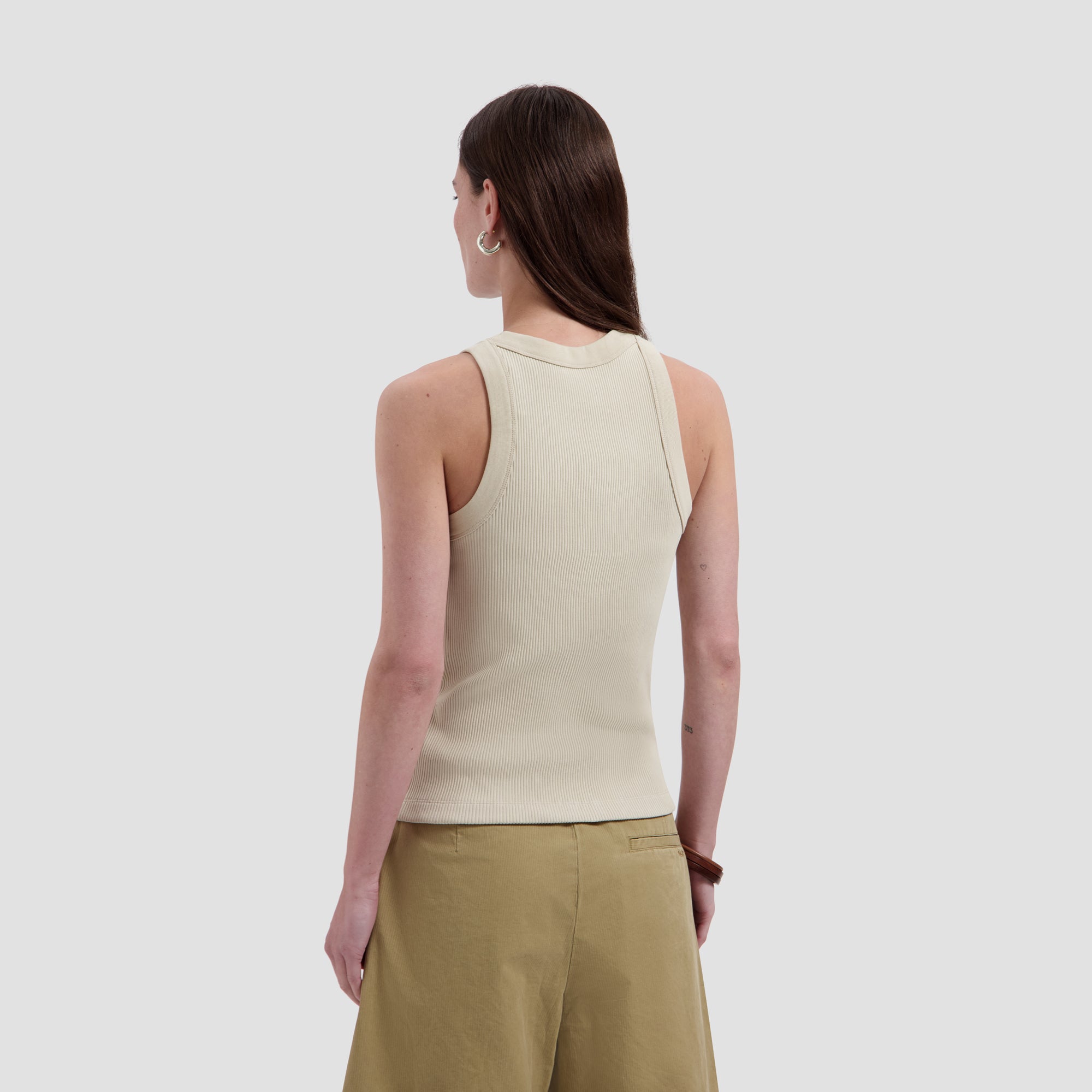 Retro Logo Rib Tank Top - Cement