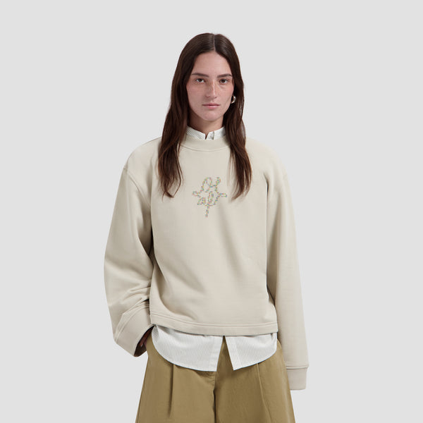 Dotted Monogram Crewneck - Cement