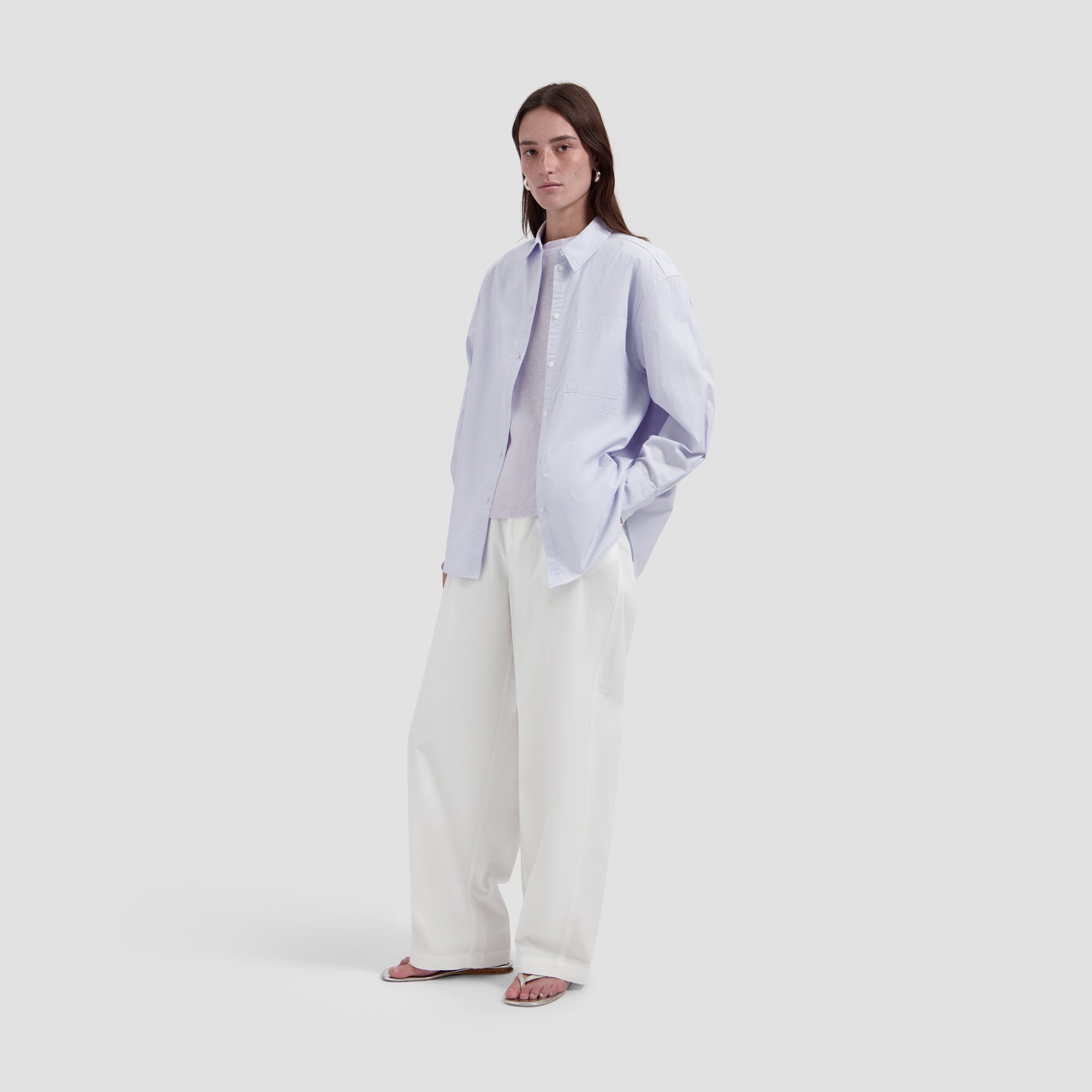Retro Logo Linen Boxy Tee - Purple Heather