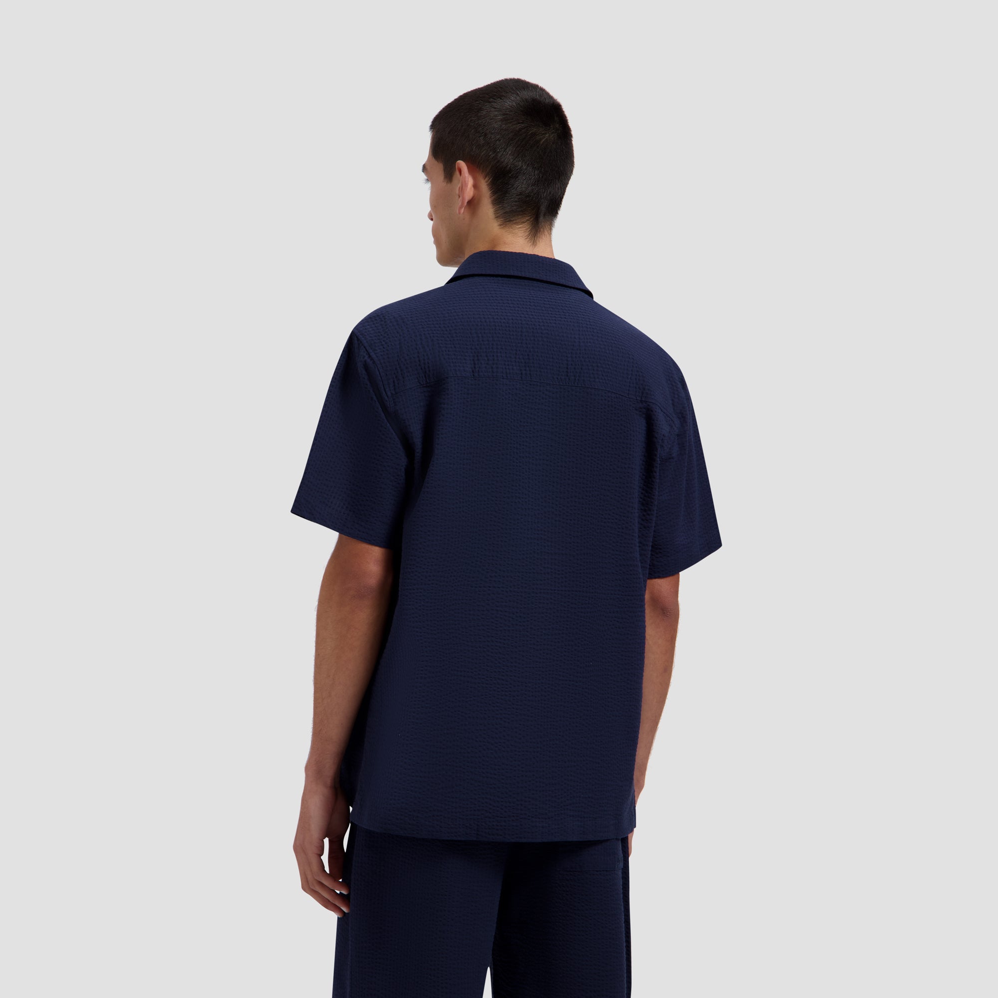 Seersucker Camp Shirt - Navy