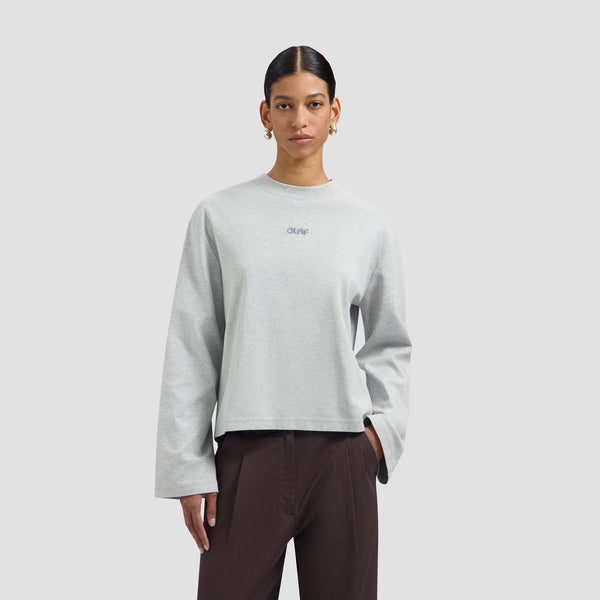 Retro Logo Boxy LS Tee - Heather Grey