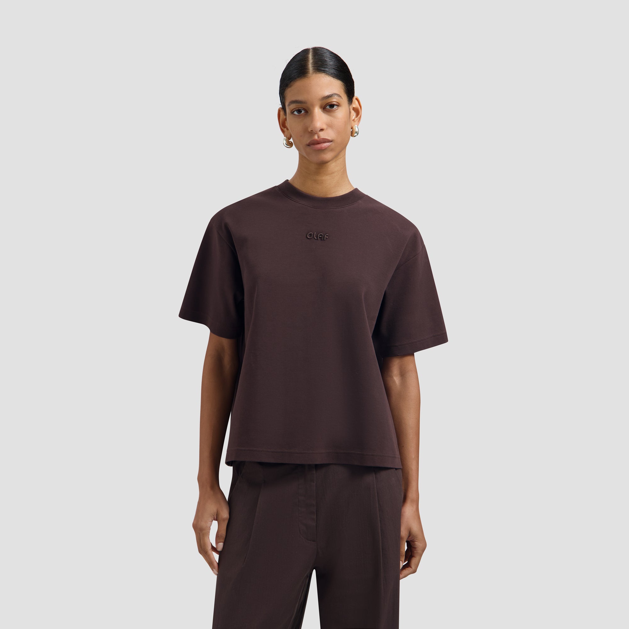 Retro Logo Boxy Tee - Chocolate Plum