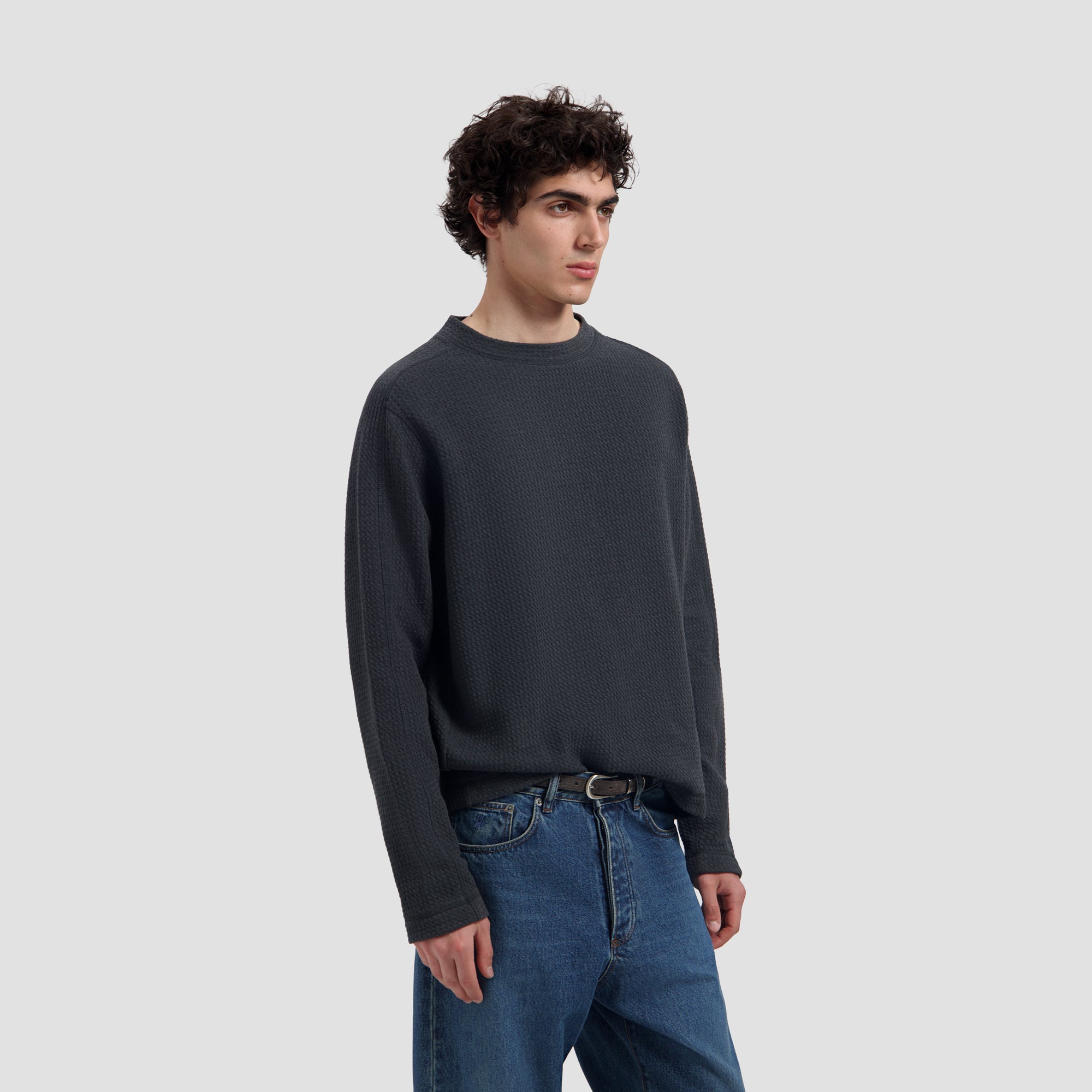 Waffle Crewneck - Charcoal