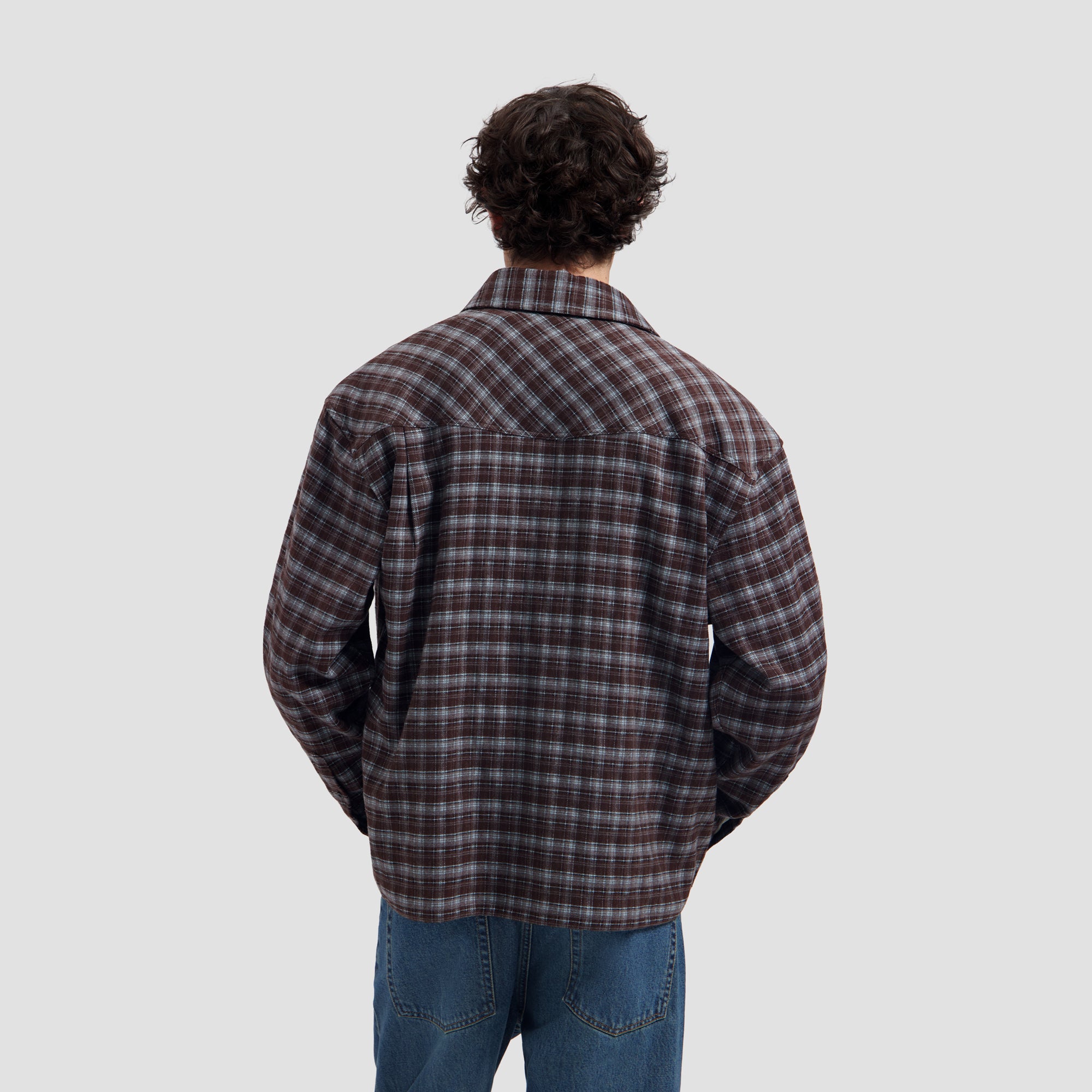 Flannel Boxy Shirt - Chocolate Plum/Windsurfer