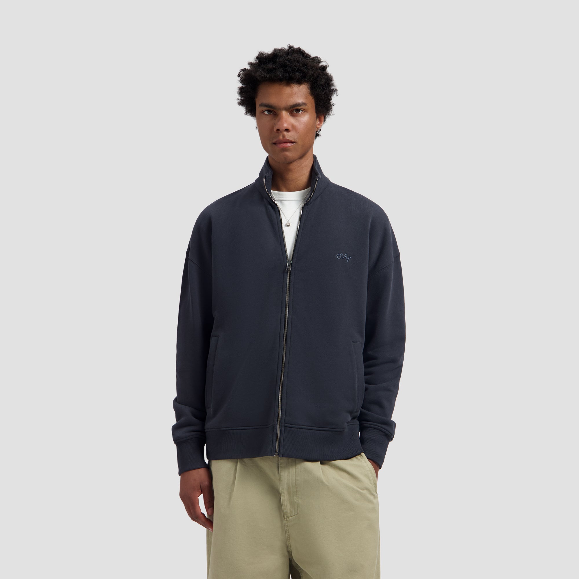 Signature Logo Zip Mockneck - Charcoal