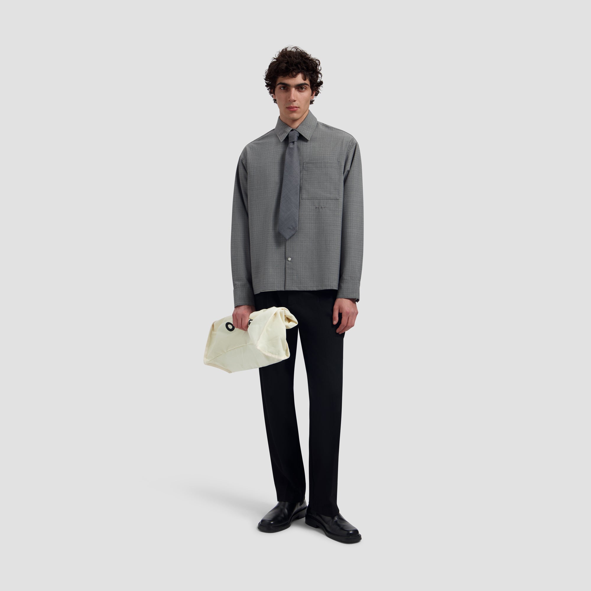 Wool Boxy Shirt - Heather Grey