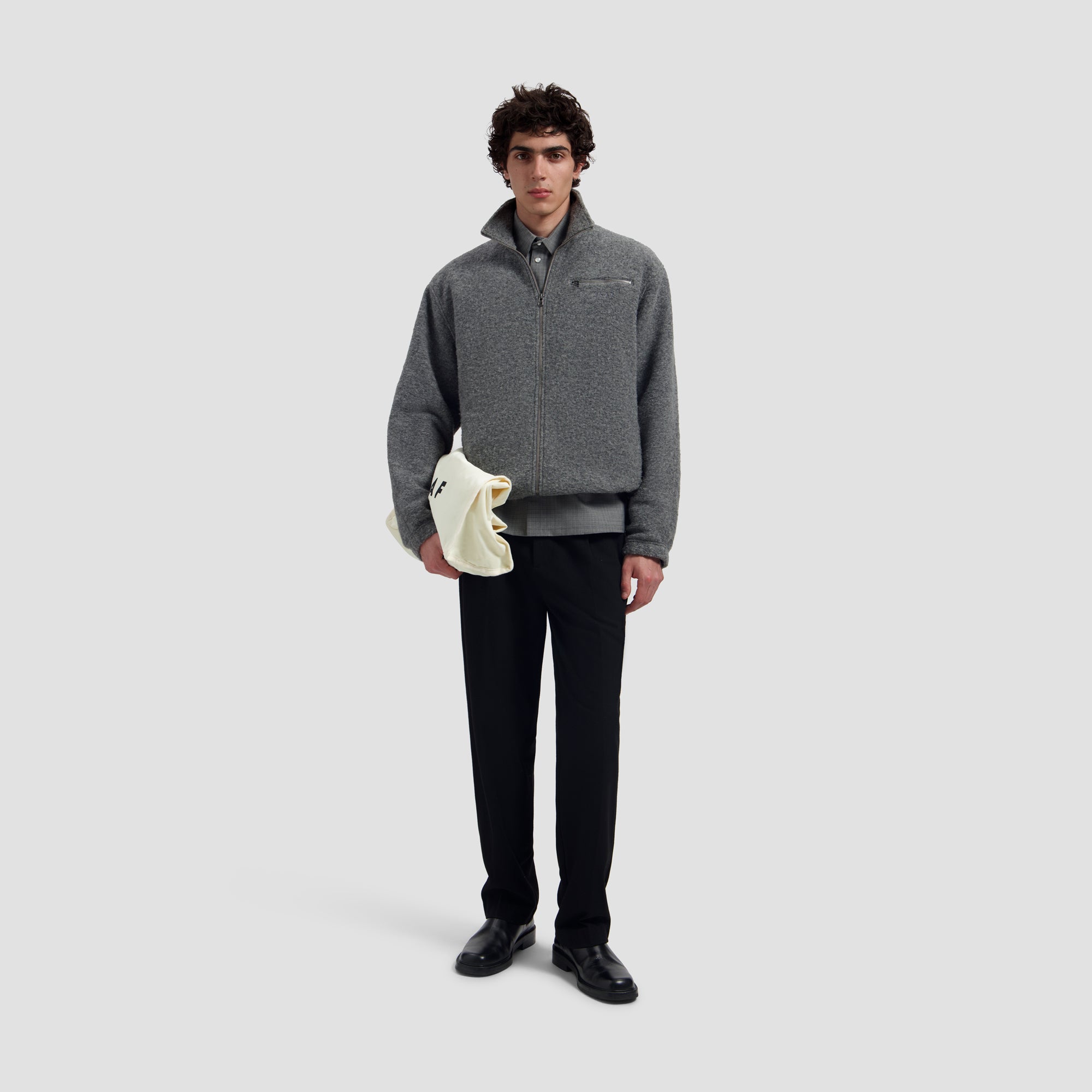 Wool Fleece Zip Jacket - Sharkskin