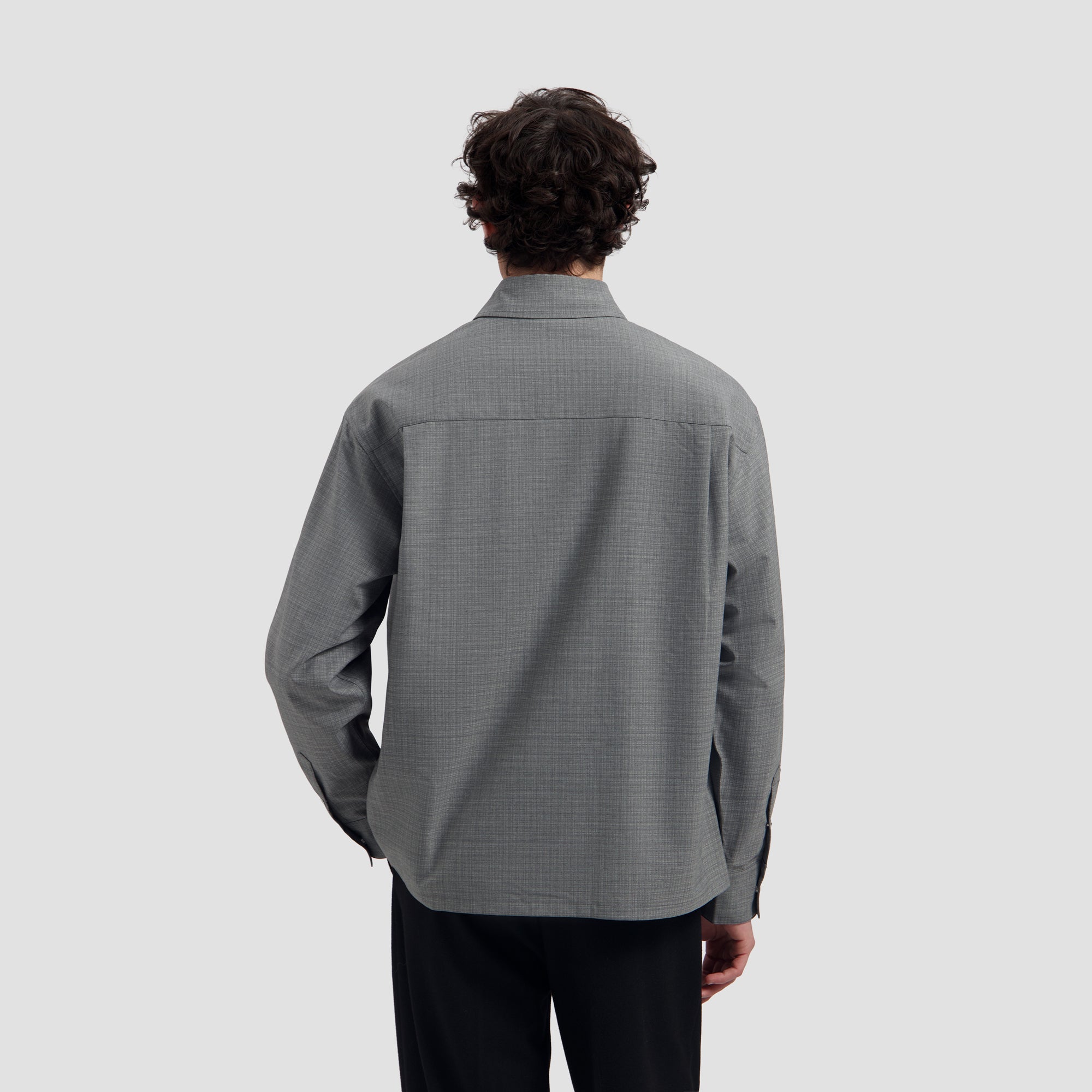 Wool Boxy Shirt - Heather Grey