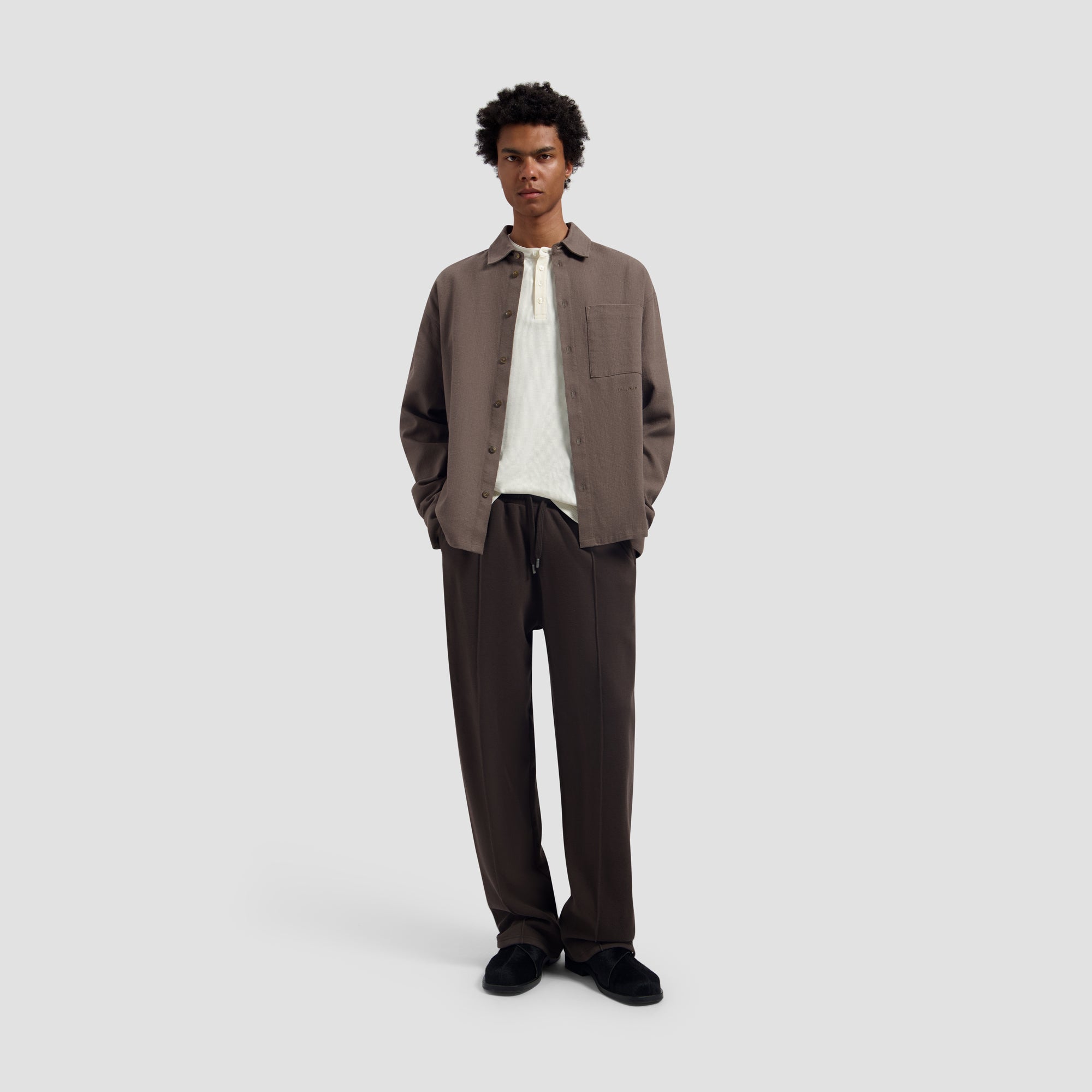 Textured Boxy Shirt - Chocolate Chip