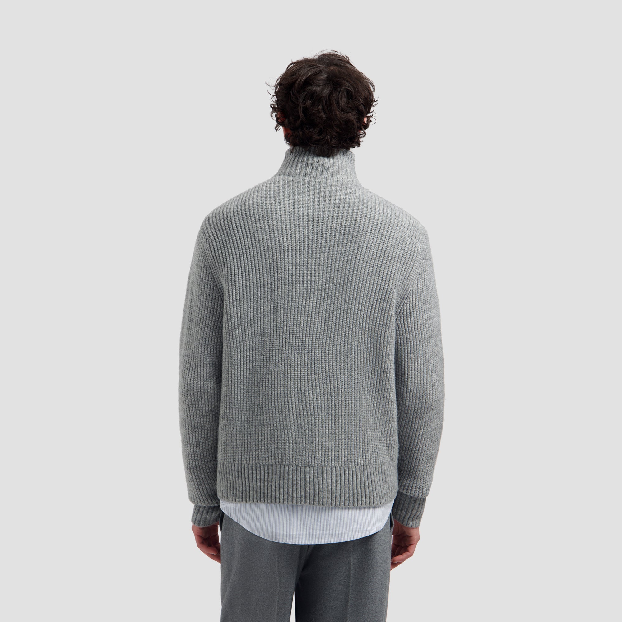 Signature Zip Knitted Mockneck - Sharkskin